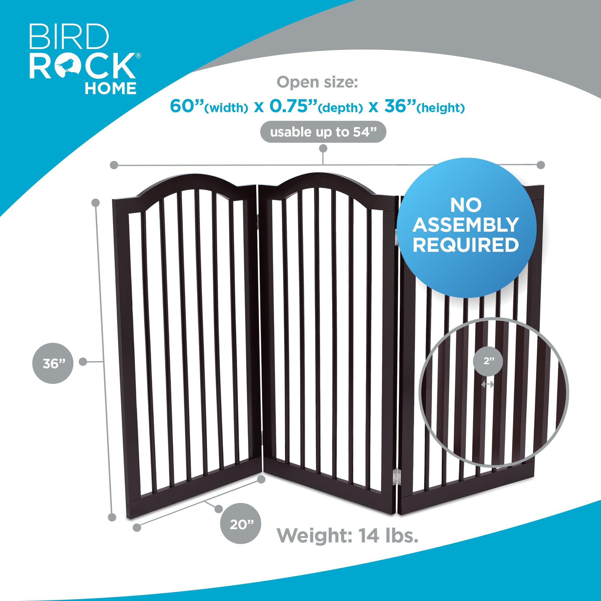 Internet'S Best Arched Top Dog Gate | 3 Panel, 36' H Wooden Pet Barrier For Dogs Or Cats | Freestanding Folding Room Divider For Doorways, Hallways, Stairs, And Porch | Portable, Extra Wide | Espresso