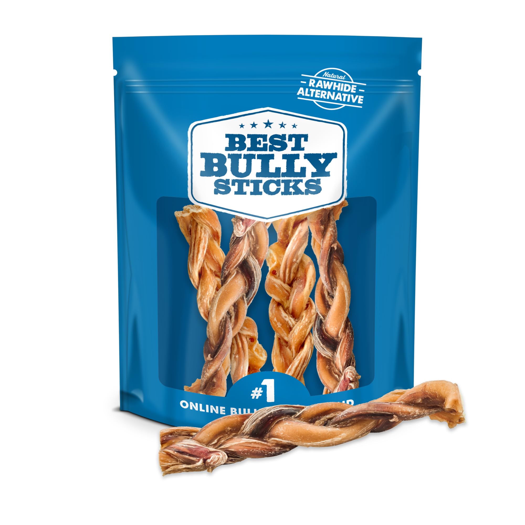 Best Bully Sticks 4-5 Inch Braided Bully Sticks - 1 lb (Pack of 1) - Natural, Easily Digestible, Limited Ingredient, Rawhide Alt