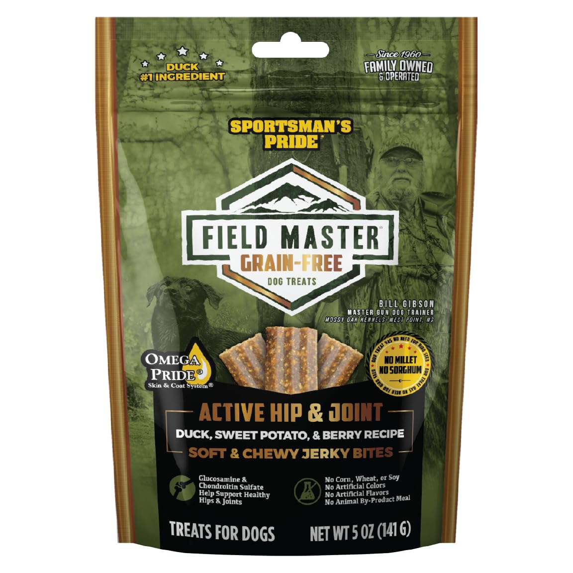 Sportsmans Pride Field Master Active Hip & Joint Duck, Sweet Potato & Berry Recipe Grain-Free Jerky Bites Dog Treats, 5 oz.