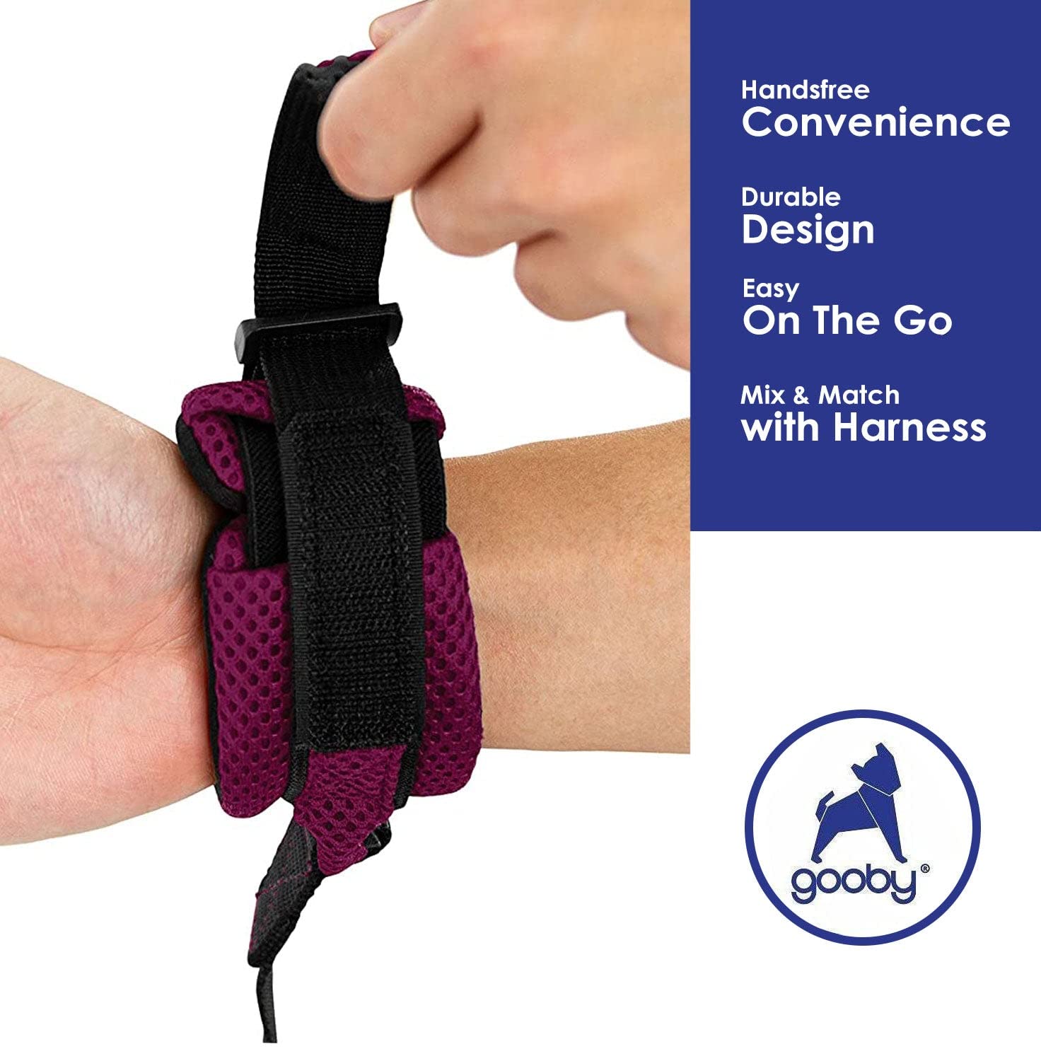 Gooby Soft Mesh Wrist Band Surfer Leash - Purple, 6 Ft - Comfortable Hands Free Leash With Elastic Band For Small, Medium And Large Dogs
