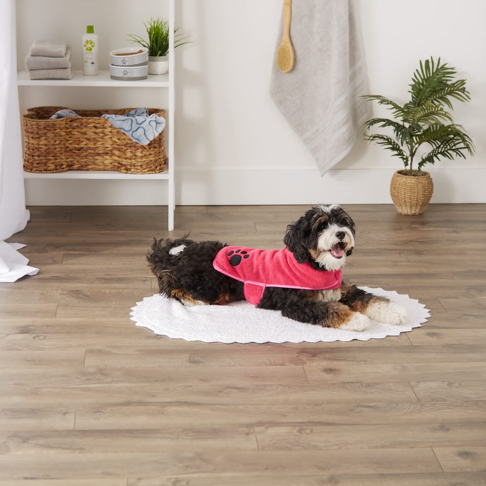 RASPBERRY SORBET - EMBROIDERED PAW SMALL PET ROBE