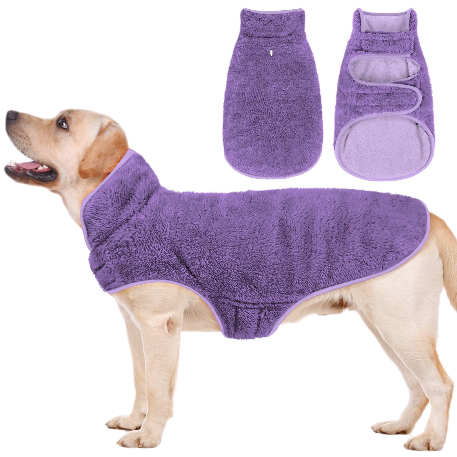 Malier Reversible Fleece Dog Coat, Windproof & Warm, Perfect For Cold Weather & Snow, Available In Purple For Small To Large Dog