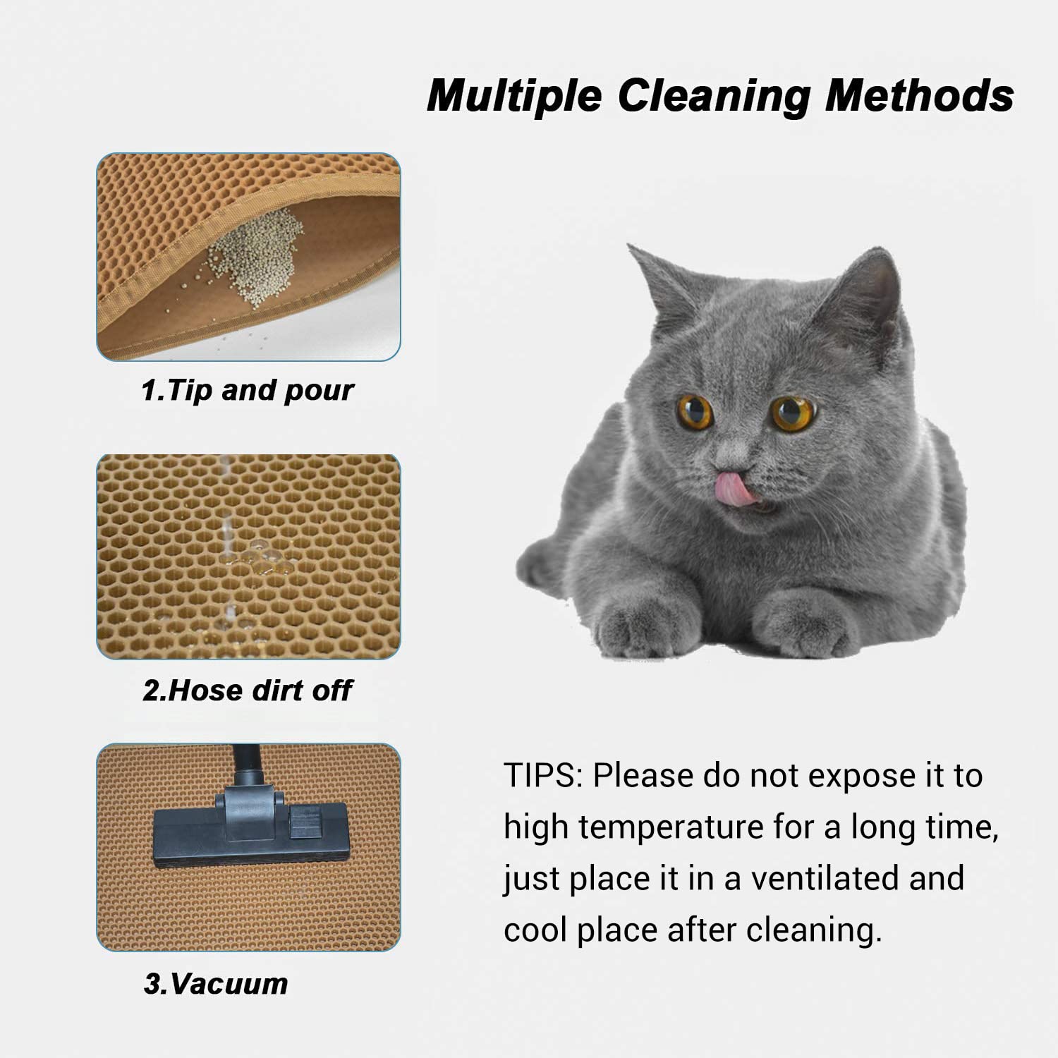 Pieviev Cat Litter Mat Double Layer Waterproof Urine Proof Trapping Mat 1 Pack (30''X24'', Brown)