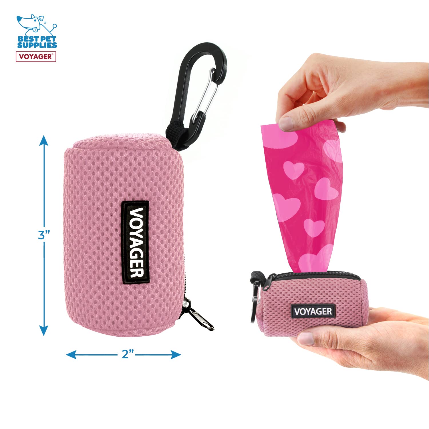 Best Pet Supplies Dog Poop Bag Holder Leash Attachment, Color, Reusable Mesh Dispenser Pouch For Travel, Walking, Park, And Outd