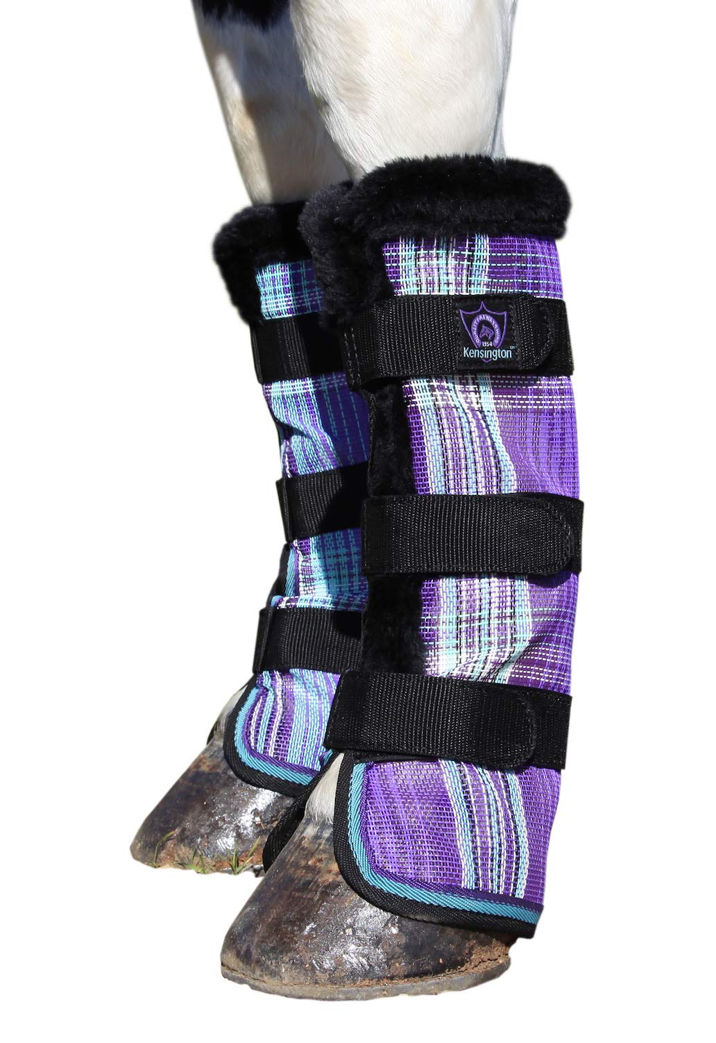Kensington Horse Fly Boots - Fleece Trimmed - Stay-Up Technology - Protection From Insect Bites And Uv Rays - Sold In Pairs (2 B