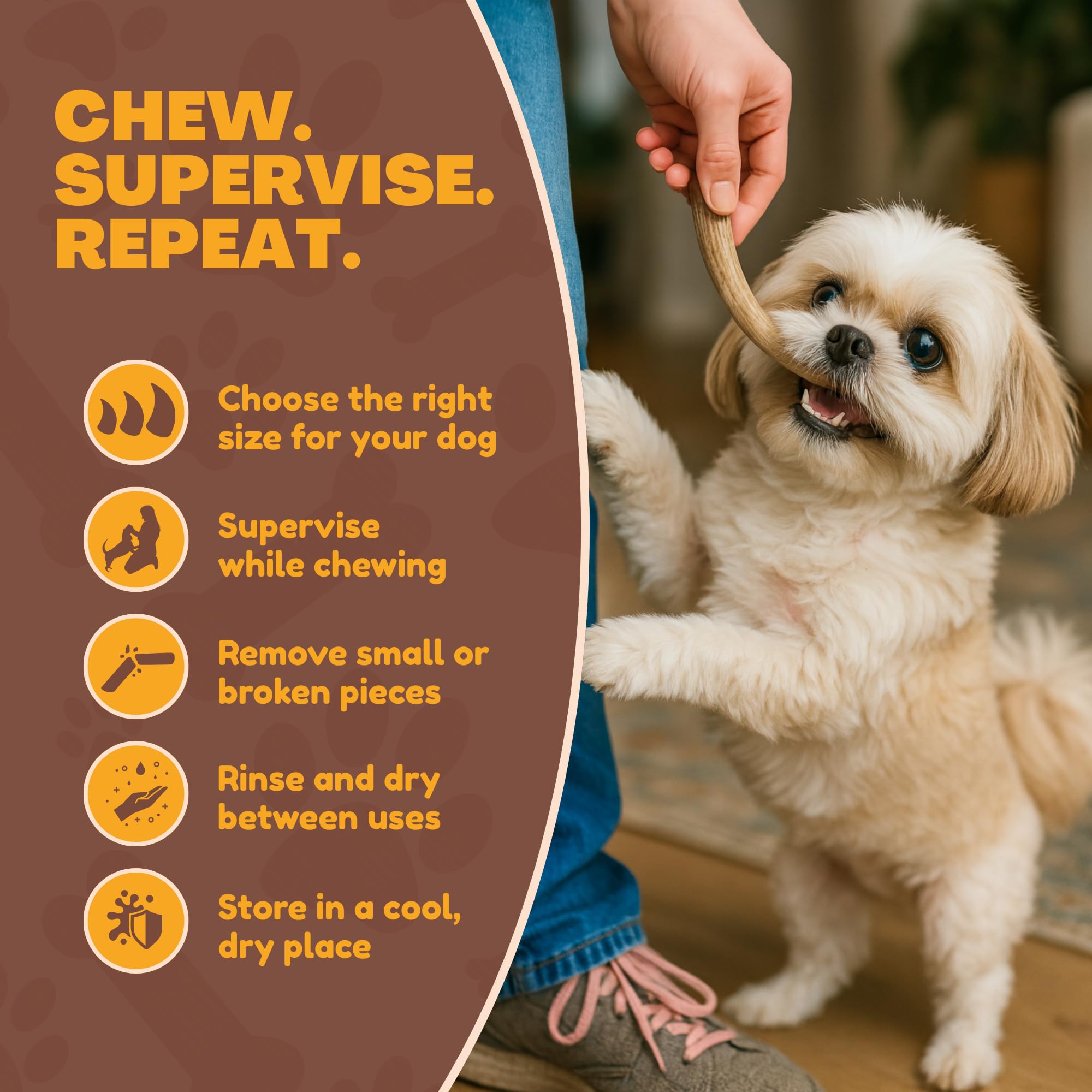 WhiteTail Naturals - Deer Antlers for Extra Small Dogs (12 Pack) Natural Dog Antler Chews for Puppies & Small Aggressive Chewers