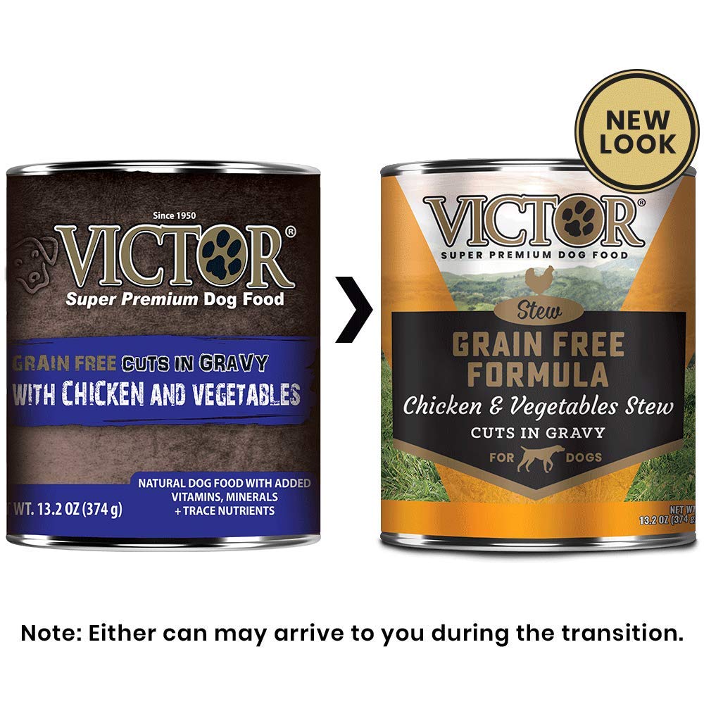 Victor Super Premium Dog Food - Grain Free Stew - Chicken and Vegetables Stew Cuts in Gravy - Canned Wet Adult Dog and Puppy Foo