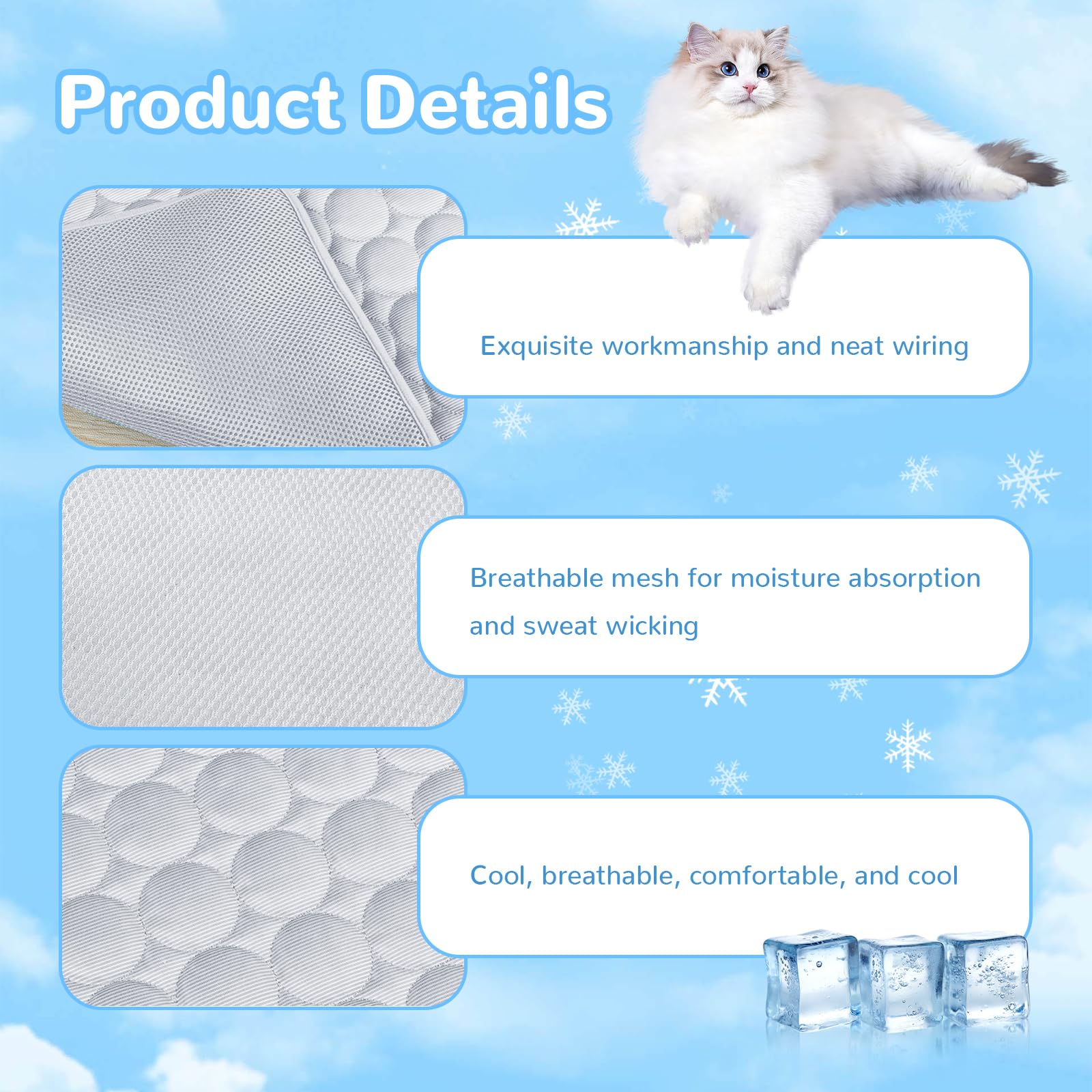 2025 New Dog Cooling Mat, Pet Cooling Mats, Summer Cool Pads Pet Mat Outdoor for Dogs & Cats, Pet Bed Mats Machine Washable(Grey