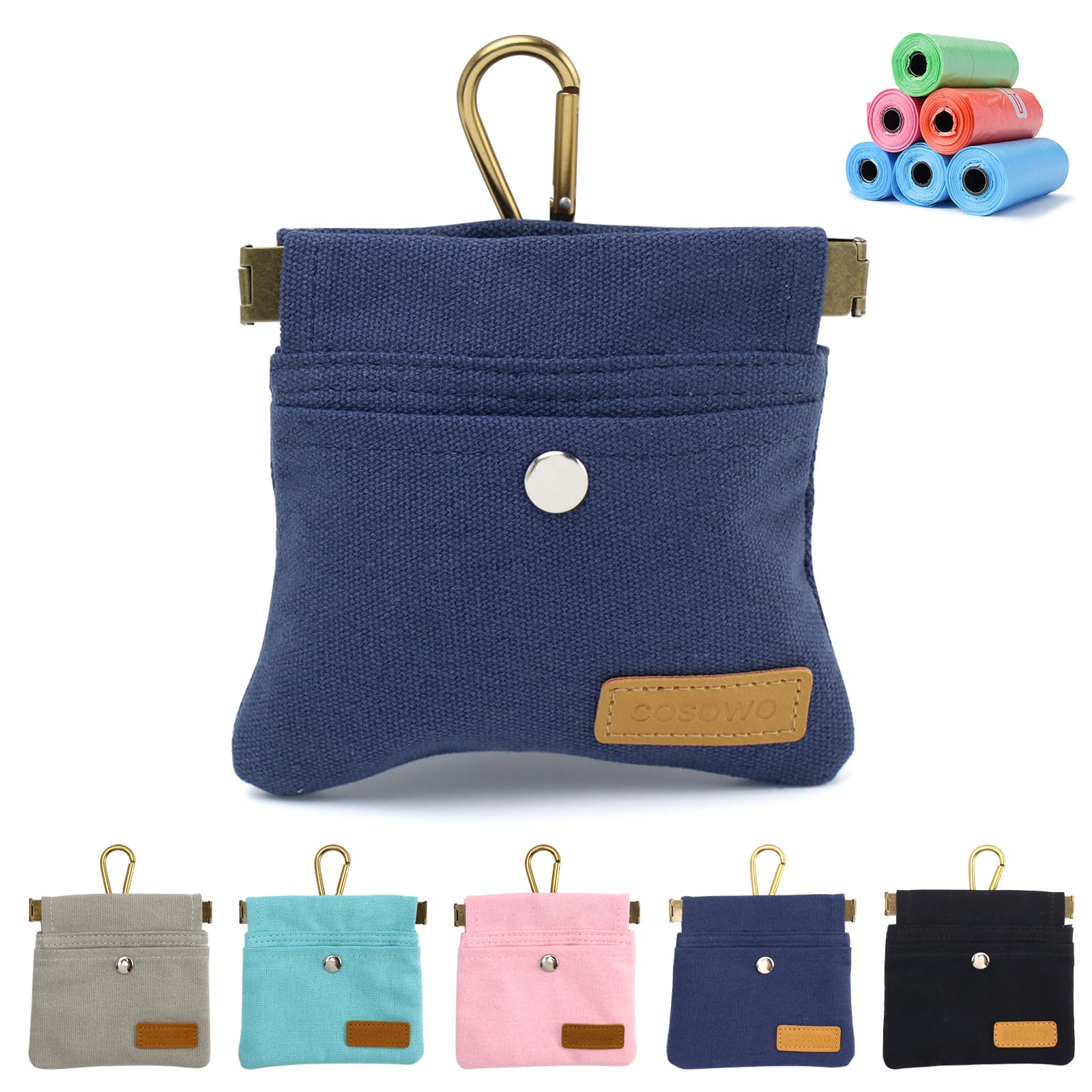 COSOWO Dog Treat Pouch, Hand Free Dog Training Treat Bag with Carabiner & Magnetic Buckle, Auto Closing Dog Walking Bag for Pupp