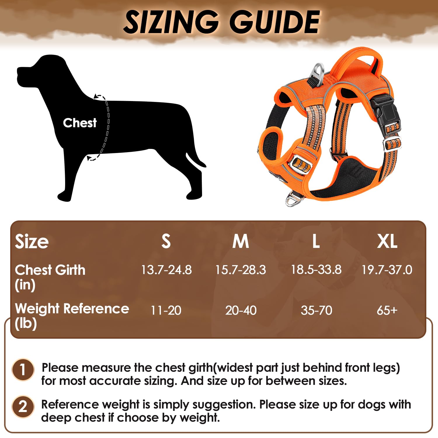 Slowton No Pull Dog Harness, Heavy Duty No Choke Pet Harness With 2 Leash Clips And Easy Control Vertical Handle, Adjustable Soft Padded Dog Vest For Small, Medium And Large Dogs (Orange, Small)