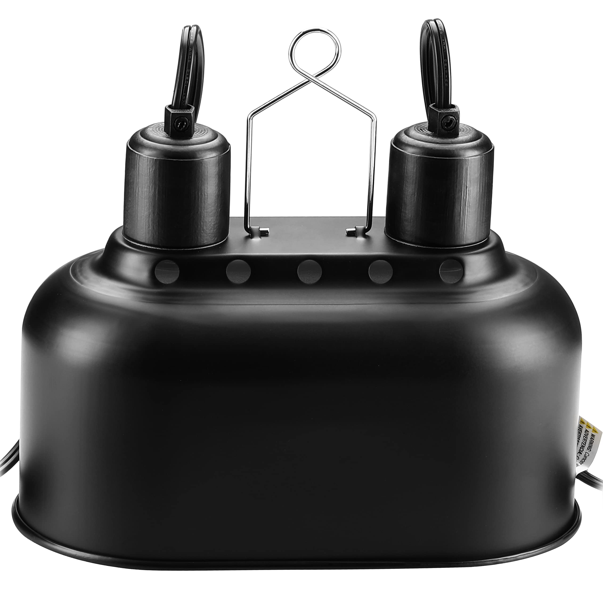 Simple Deluxe Reptile Lamp Fixture Aluminum Dome Light Dual Deep Cap Integration Design Heat-Lighting Lamp Double Sockets Bulbs 