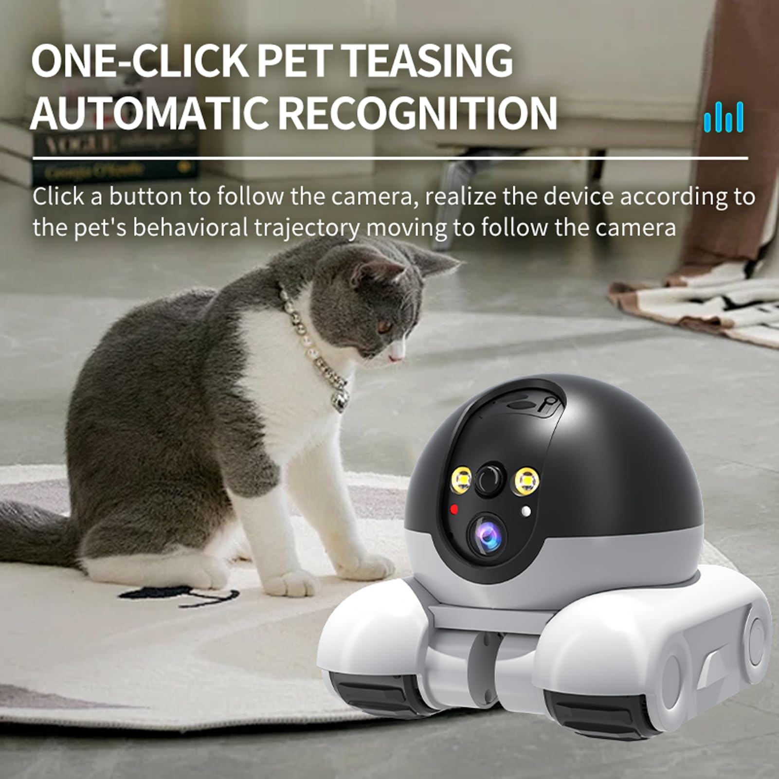 Pet Camera Home Security Camera,1080P Indoor Movable Cameras,2 Way Talk,Motion Detection,Night Vision,Wireless House Movable Cam