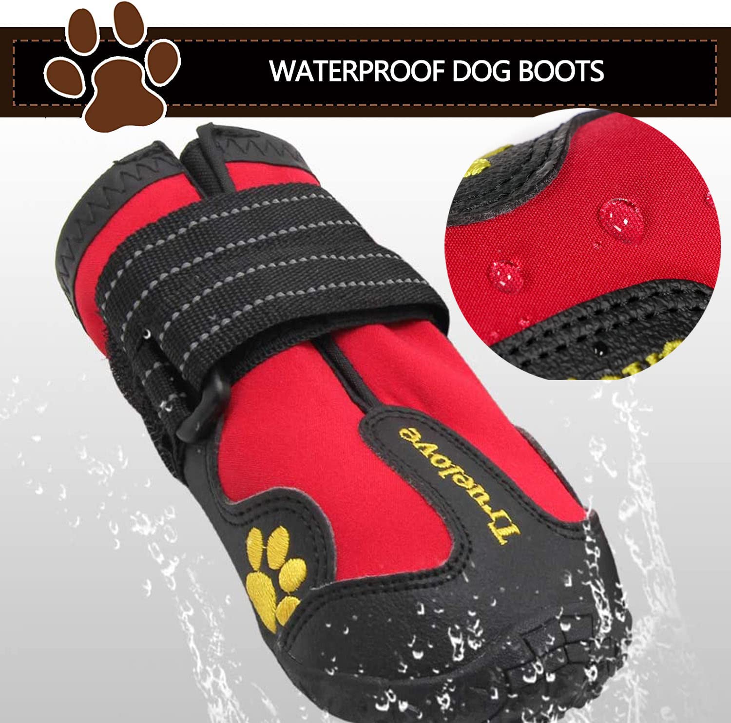 Expawlorer Anti-Slip Dog Shoes For Large Dogs,Dog Booties For Winter With Rugged Sole And Reflective Strap,Waterproof Dog Rain B