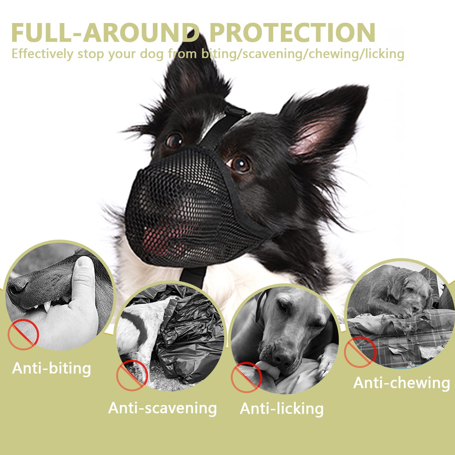 Whongkidz Dog Muzzle for Extra Small Sized Dogs, Air Mesh Dog Mouth Cover Allow Drinking No Biting Chewing for Dogs That Eat Eve