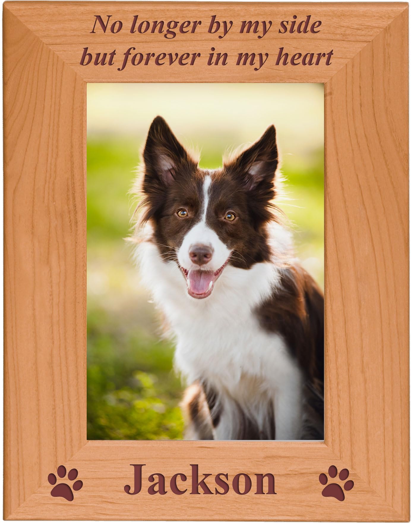 No Longer By My Side But Forever In My Heart - Custom Engraved Wood Dog Picture Photo Frame - Add Your Dogs Name (8X10 Vertical)