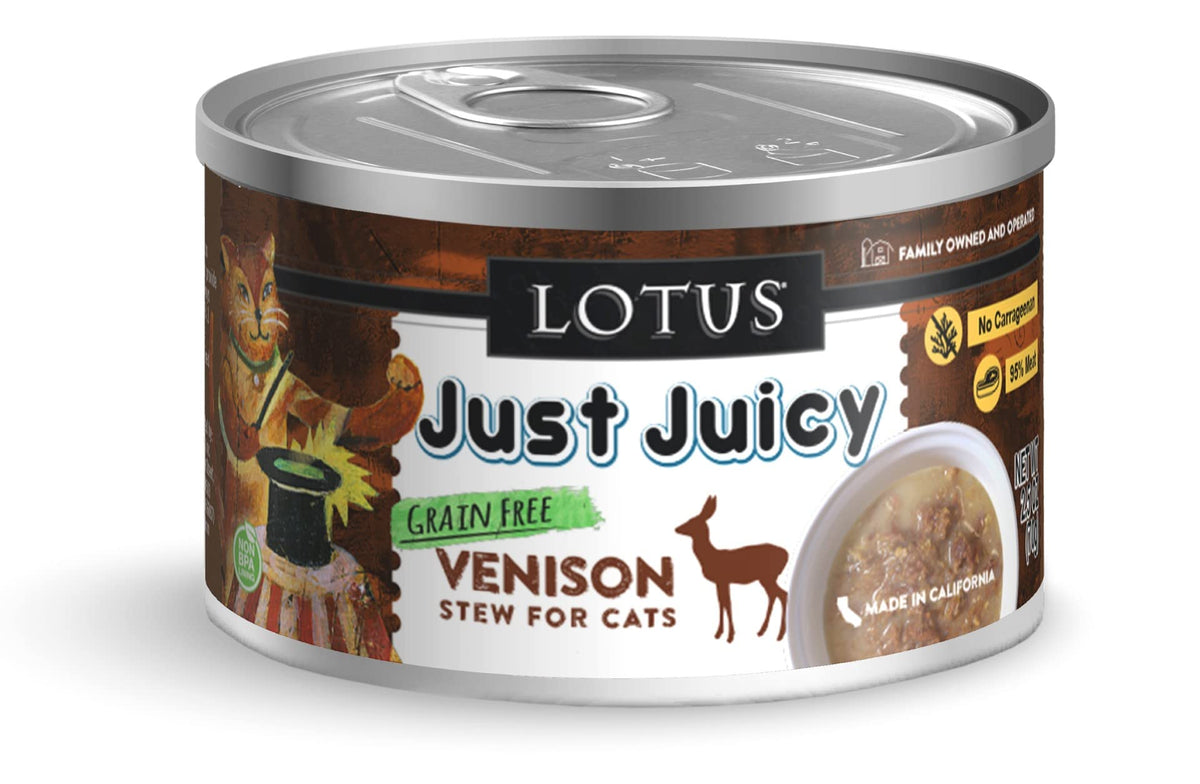 Lotus 2.5 Oz Cat Just Juicy Venison Stew (Case Of 24), One Size