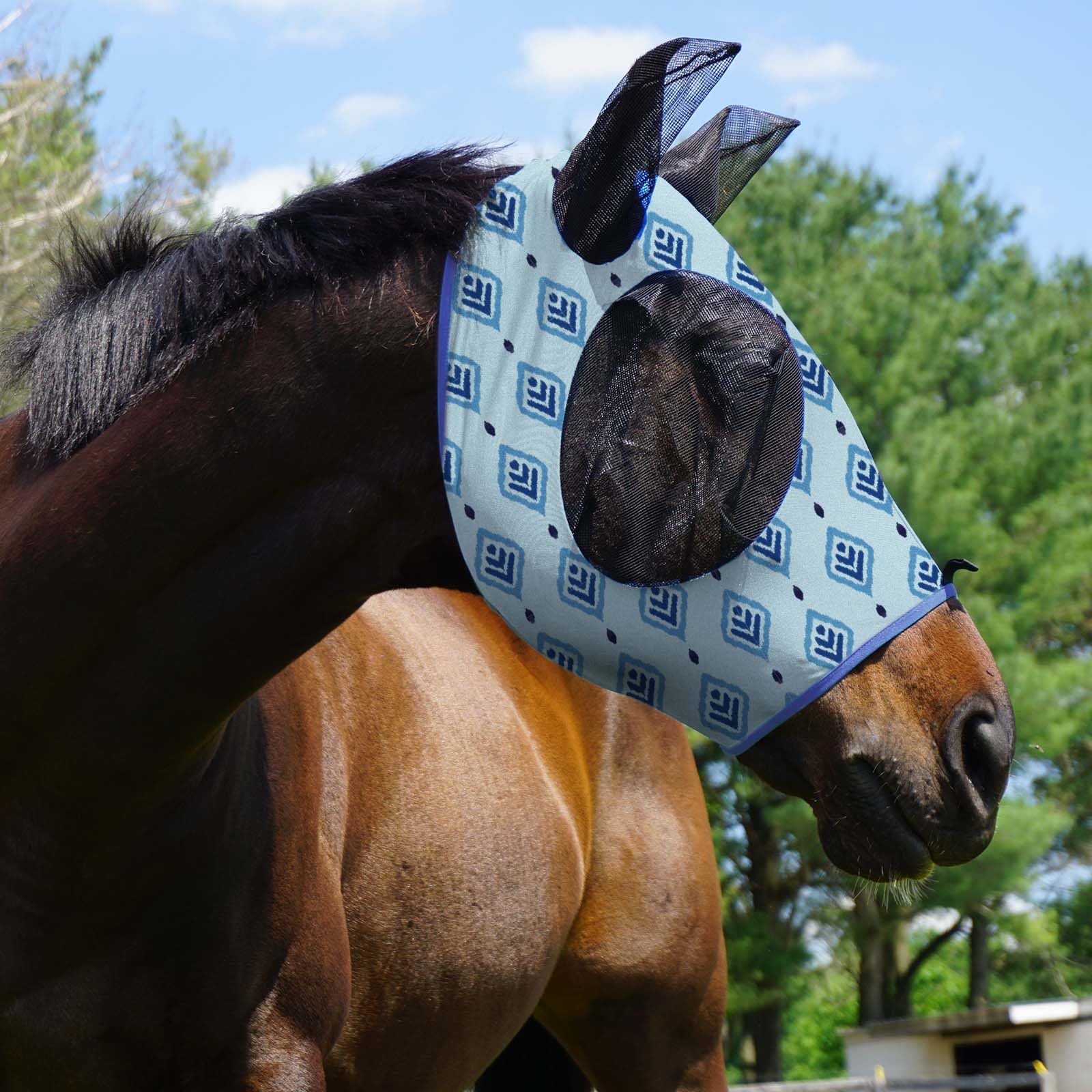 Harrison Howard Super Comfort Stretchy Fly Mask Large Eye Space with UV Protection Soft on Skin with Breathability Nature Aztec
