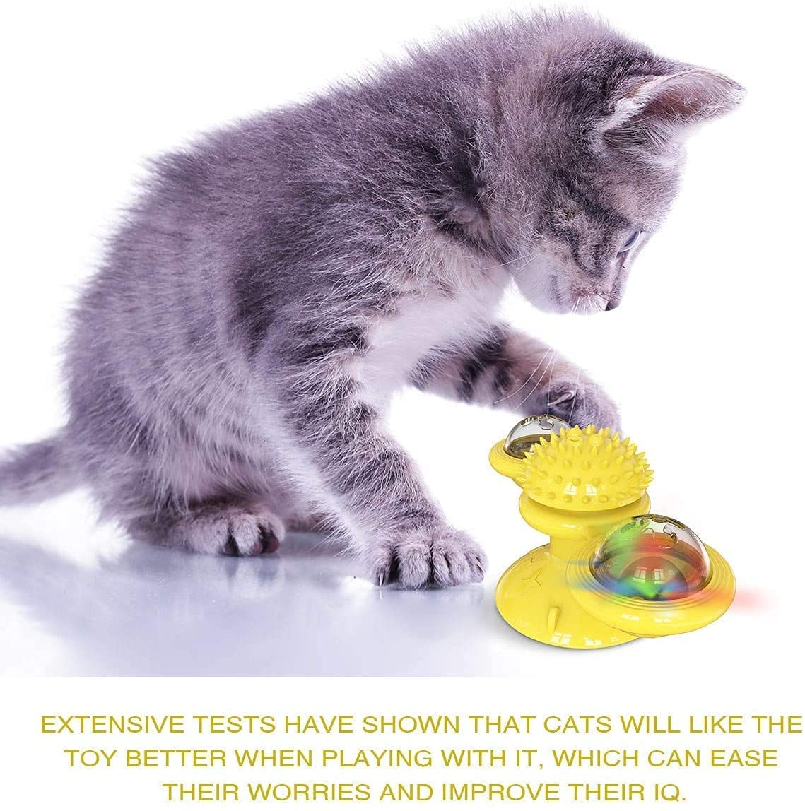 Myps Turntable Teasing Interactive Chew Toy Windmill Cat Toy With Led Catnip Ball Funny Kitten Toys Turntable Massage Scratching