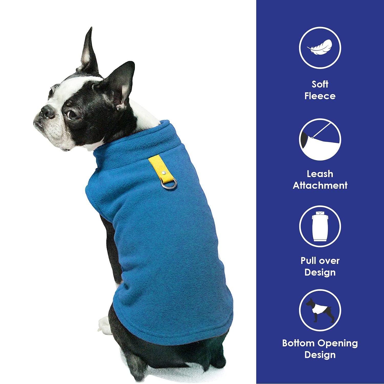 Gooby Fleece Vest Dog Sweater - Deep Blue, X-Large - Warm Pullover Fleece Dog Jacket With O-Ring Leash - Winter Small Dog Sweater Coat - Cold Weather Dog Clothes For Small Dogs Boy Or Girl