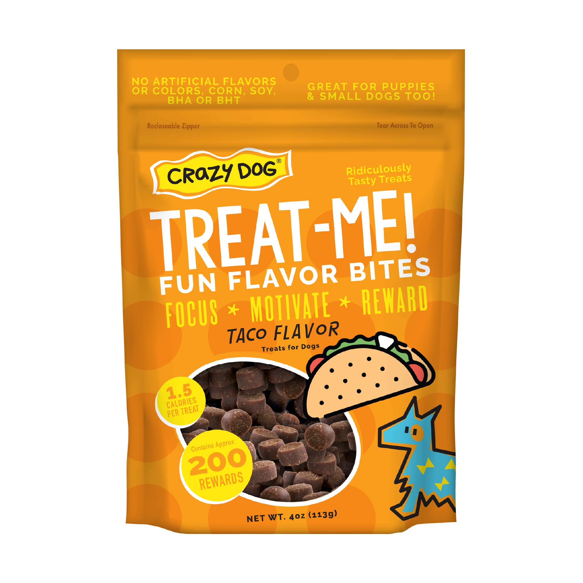 Crazy Dog Treat-Me! Mini Treats: Taco, 4 oz. Bag