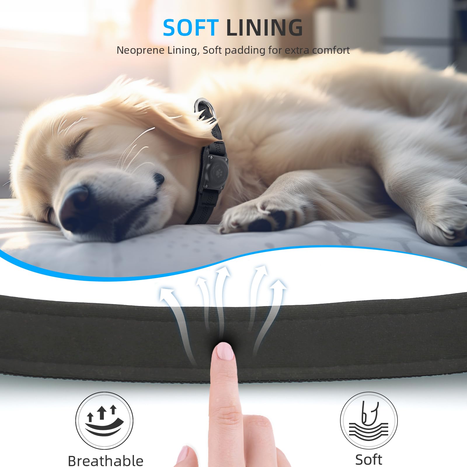 Upgraded Airtag Dog Collar, Ip68 Waterproof Air Tag Dog Collar Holder, Reflective, Ultra-Durable, Comfortable Padded, Heavy Duty Dog Collars For Small Medium Large Dogs (L (14.8'-20.3'), Black)