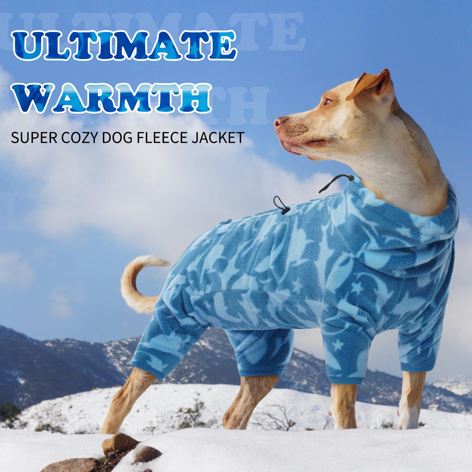Rozkitch Dog Winter Coat Soft Fleece Pullover Pajamas, Pet Windproof Warm Cold Weather Jacket Vest Cozy Onesie Jumpsuit Apparel Outfit Clothes For Small, Medium, Large Dogs Walking Hiking Travel Sleep