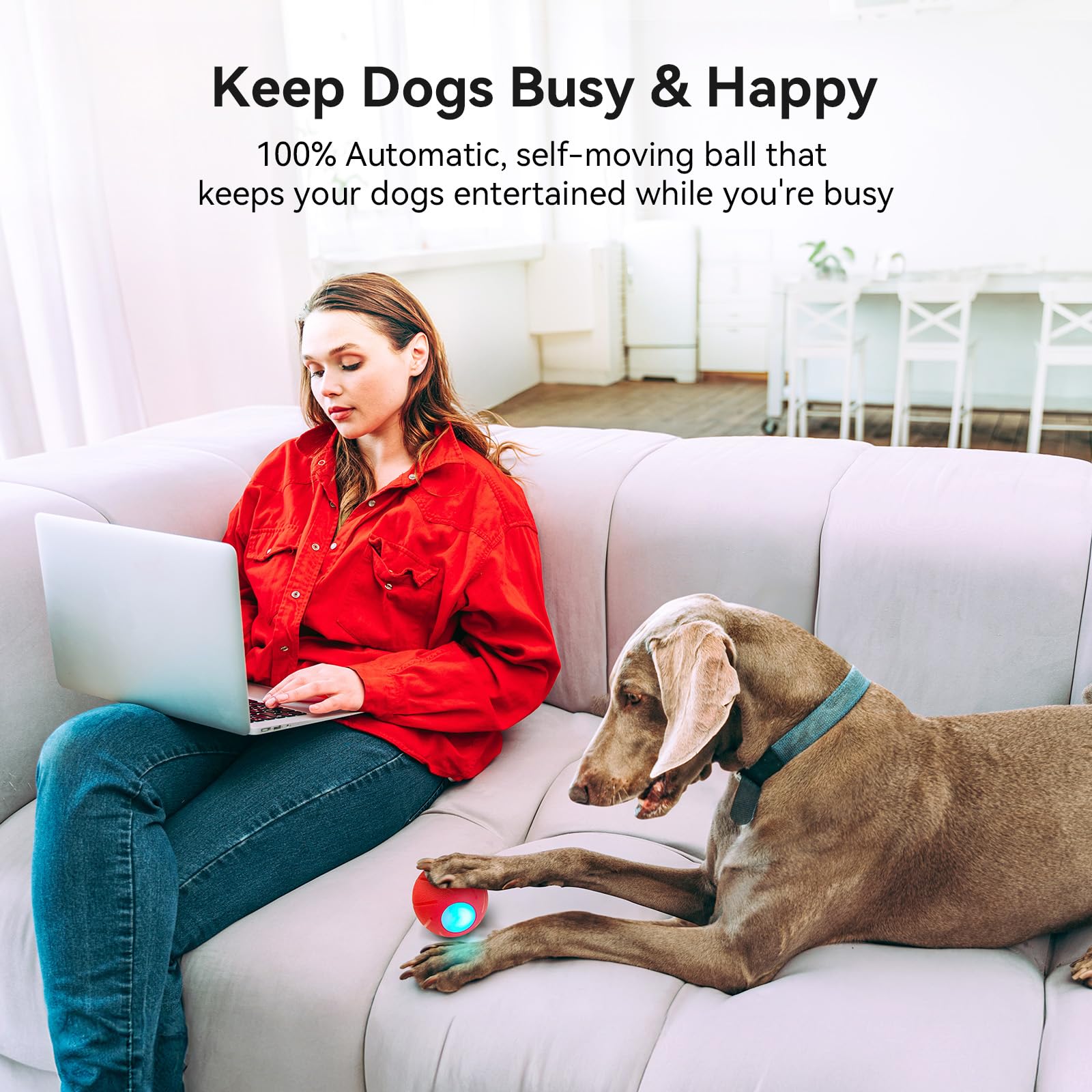 Cheerble [Enhanced Rubber Version Smart Interactive Dog Toy, Wicked Ball Pe, Automatic Moving Bouncing Rotating Ball For Medium