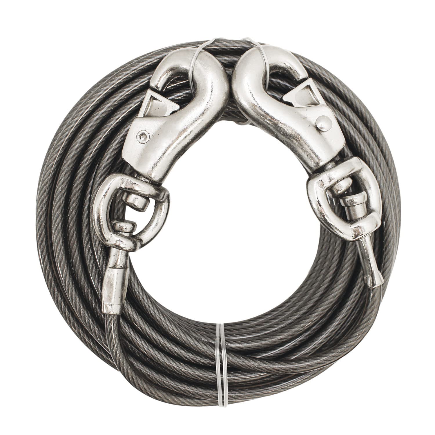 Boss Pet Products Prestige Super Beast Xxl 40 Foot Heavy Duty Dog Tie Out Leash With Vinyl Coated Cable And Twin Swivel Snaps Fo