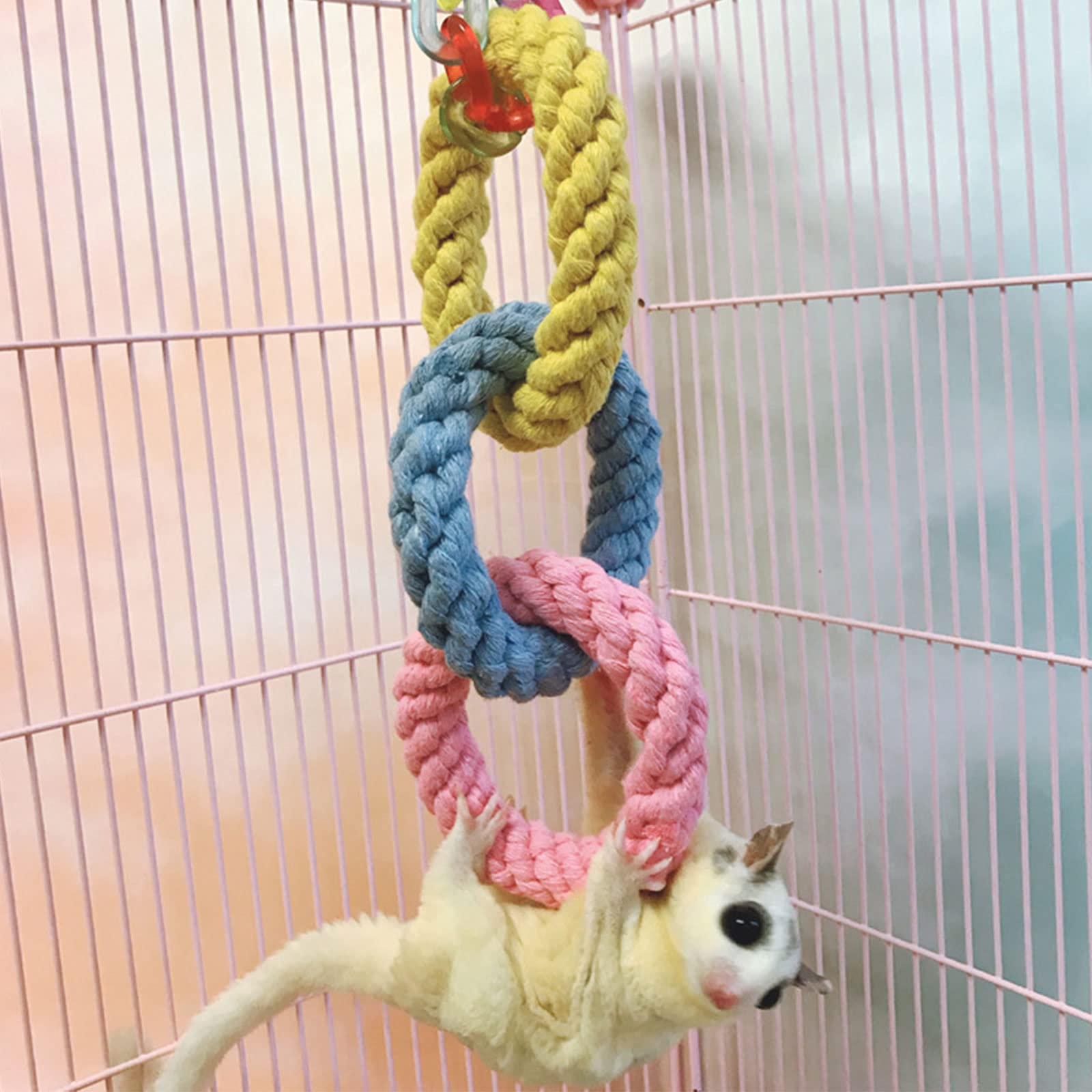 Jwshang 2 Pack Climbing Rope Toys For Sugar Gliders, Chinchillas, Rats, Bird Perch Swing Accessories