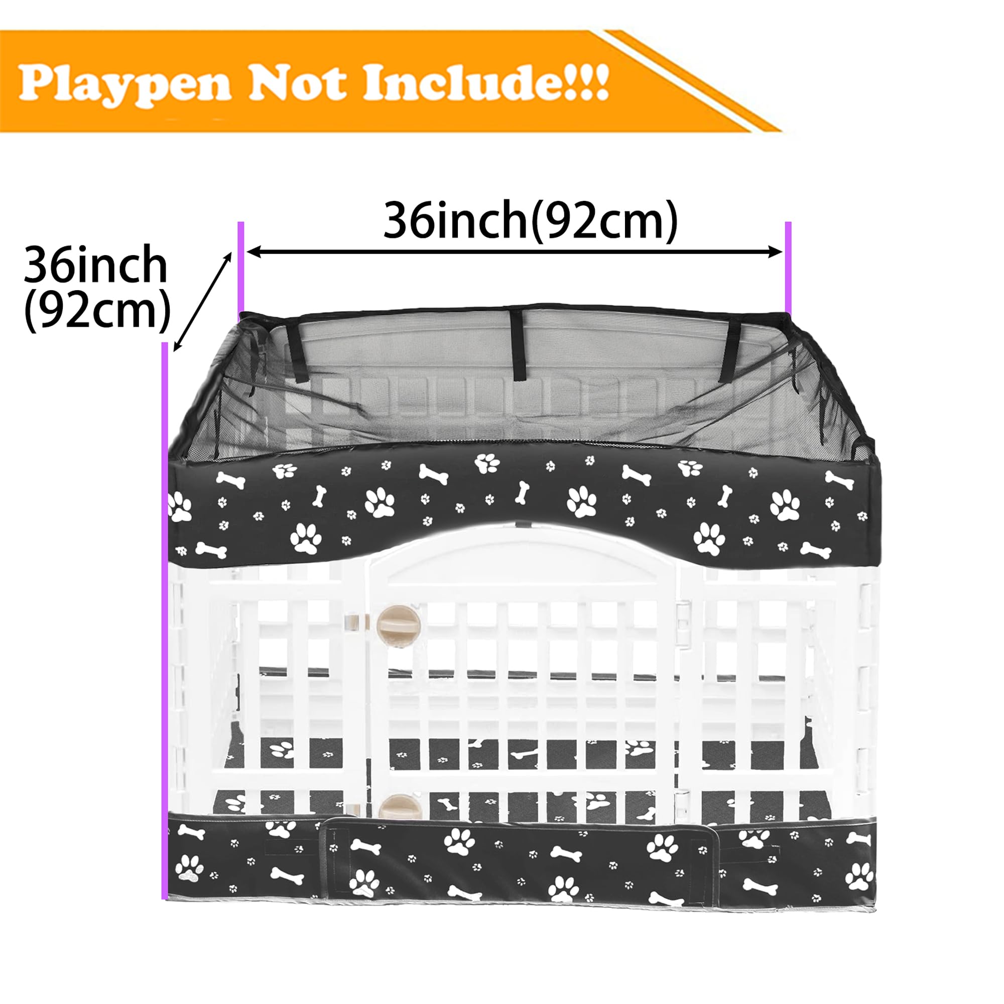 2 Pack Dog Playpen Cover And Bottom Pad Fits For 36 Inch 4 Panels Pet Playpen, Dog Crate Pad Puppy Play Pen Cover, Hoop And Loop