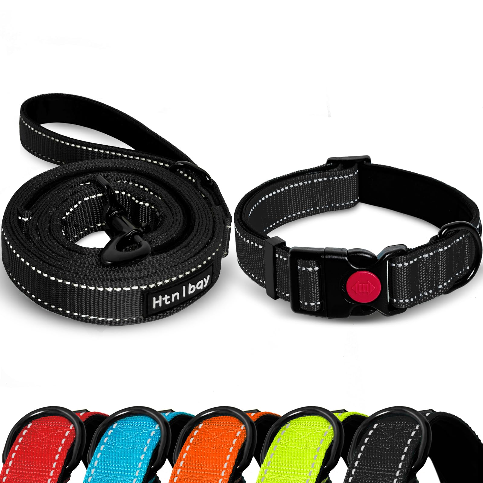 Htnlbqy Double-Sided Reflective Dog Leash, 5 Ft Padded Handle Nylon Dogs Leashes For Medium & Large Dogs Walking, Reinforced Ref