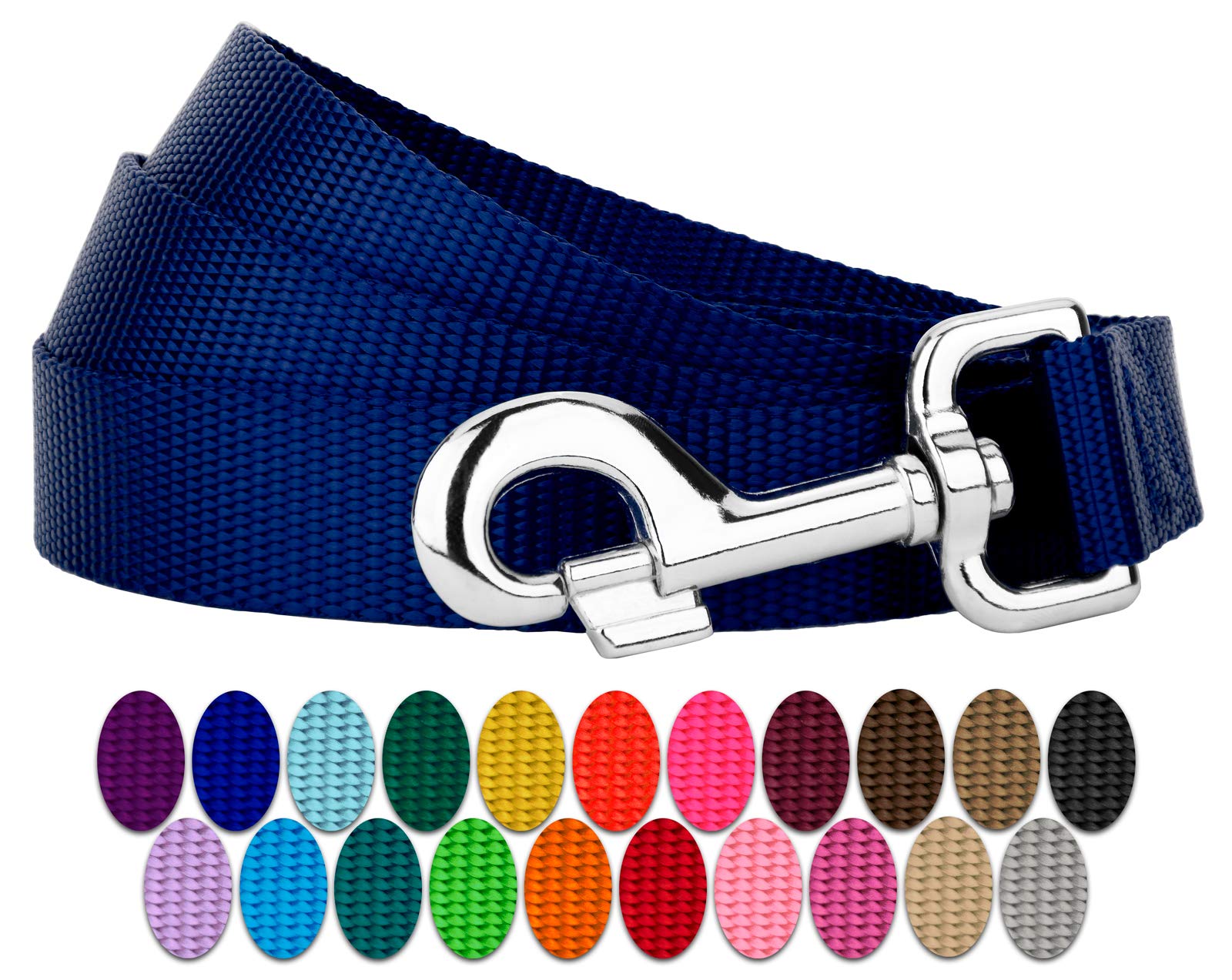 Country Brook Petz 1 Wide Heavy-Duty Nylon Leash for Dogs - Traditional Style Durable Leash with Easy-to-Use Snap - Made in The 