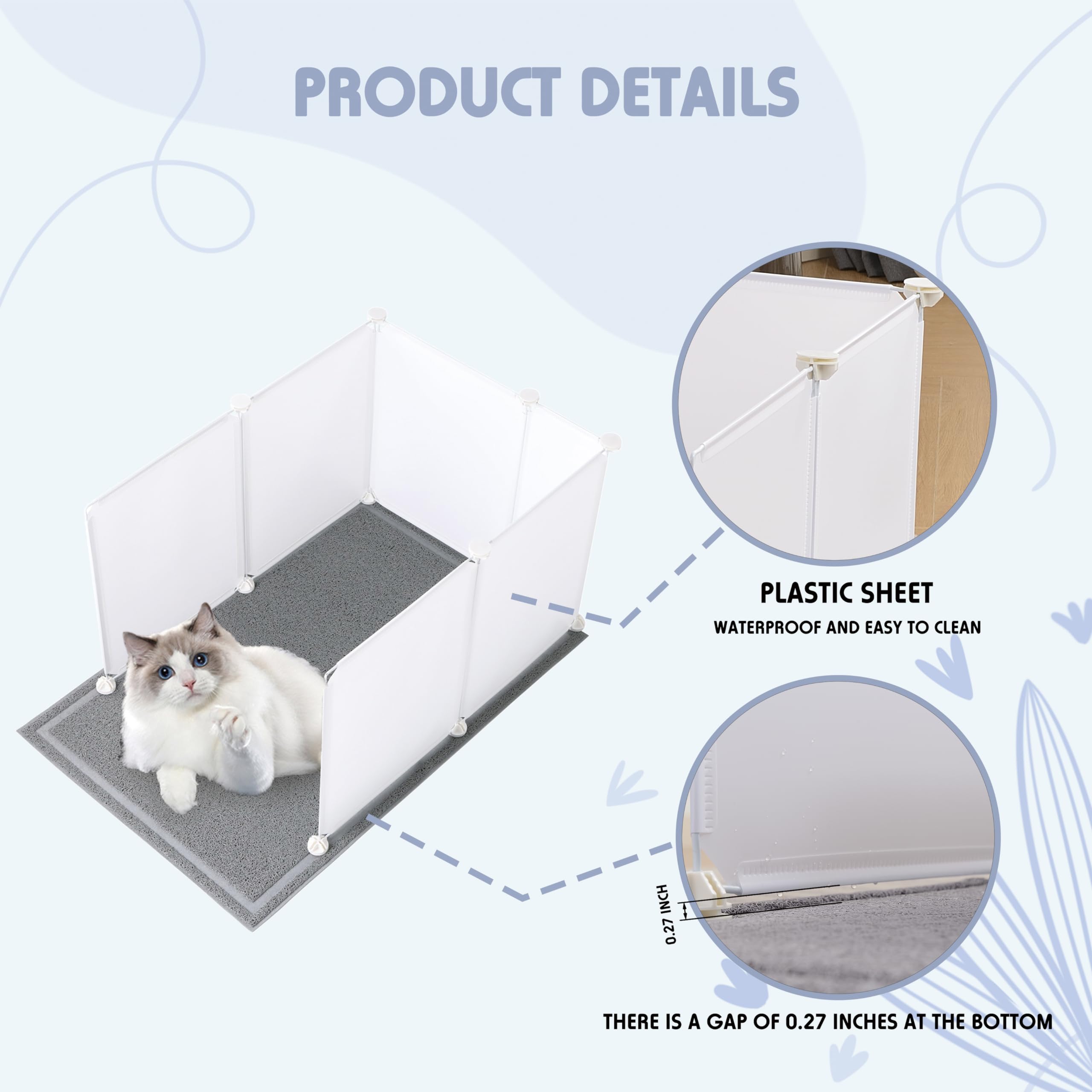 Meexpaws Cat Litter Box Enclosure Splash Guard Extra Large 28L ?21.5W X 18H Inch With Cat Litter Mat Easy Clean (White)