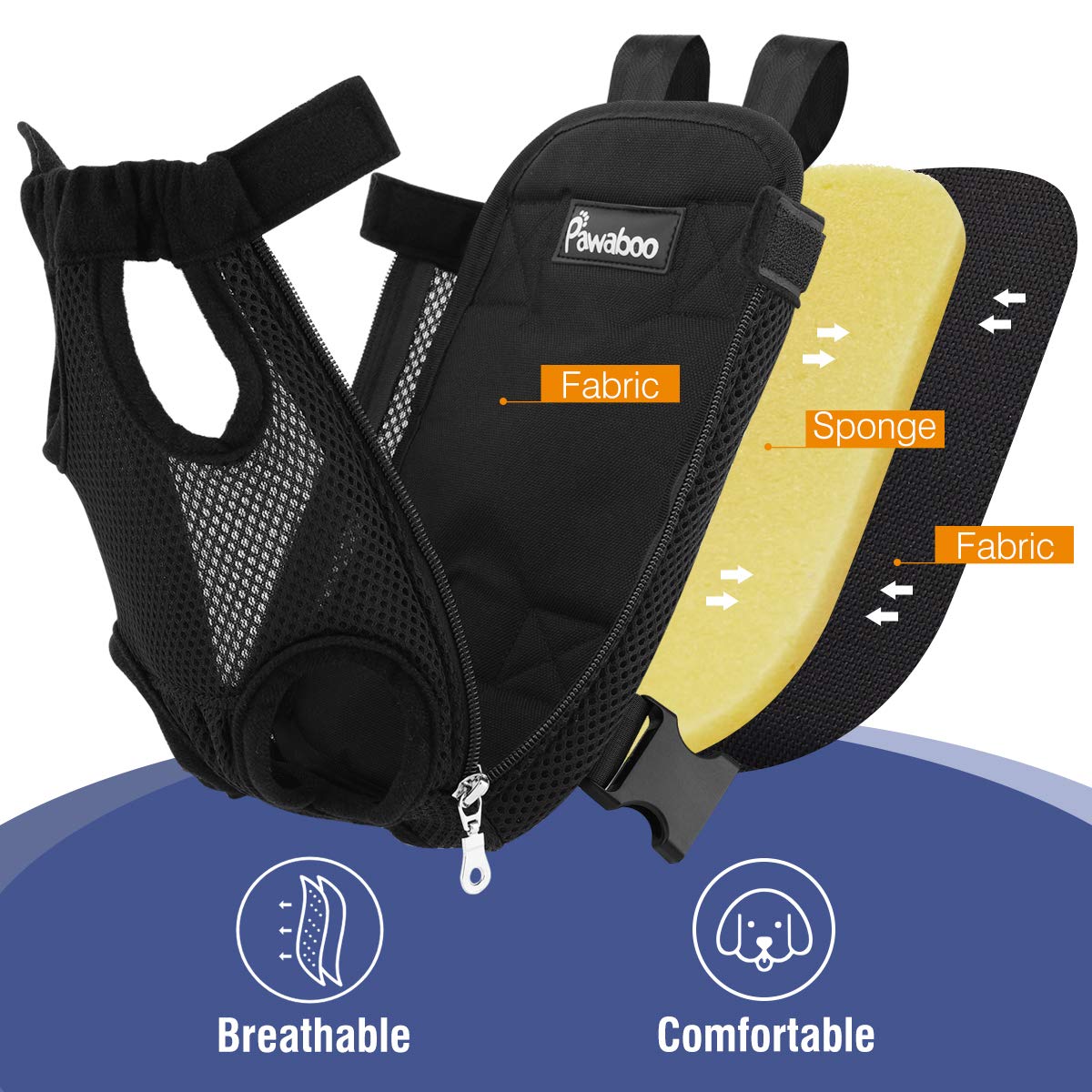 Pawaboo Pet Carrier Backpack, Adjustable Pet Front Cat Dog Carrier Backpack Travel Bag, Legs Out, Easy-Fit For Traveling Hiking