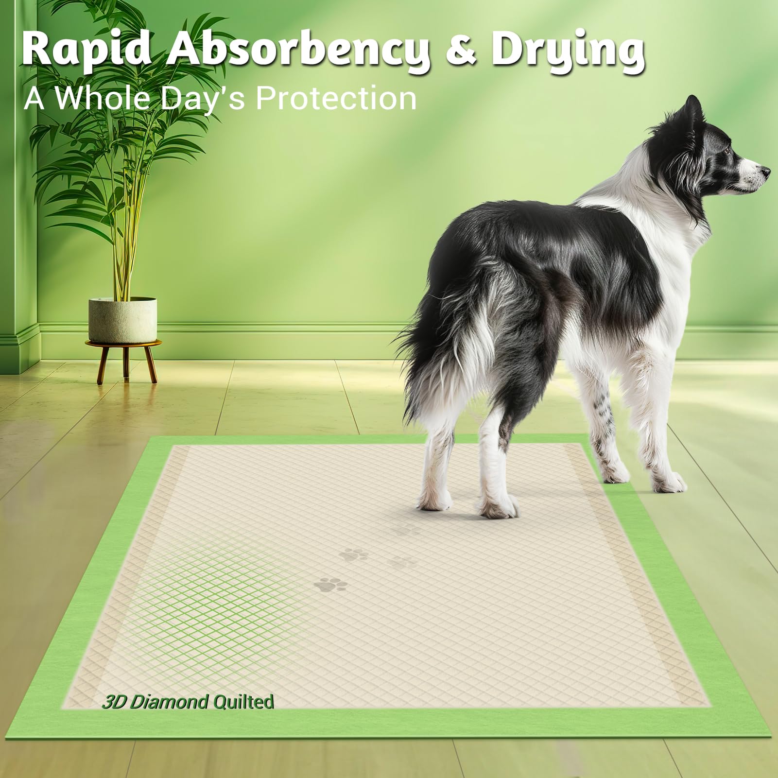 MIZOK Dog Pee Pads 36x36in Dog Pads XXL with Bamboo Odor Eliminating 11 Cups Super Absorbent 6-Layer Leak-Proof Puppy Pads with