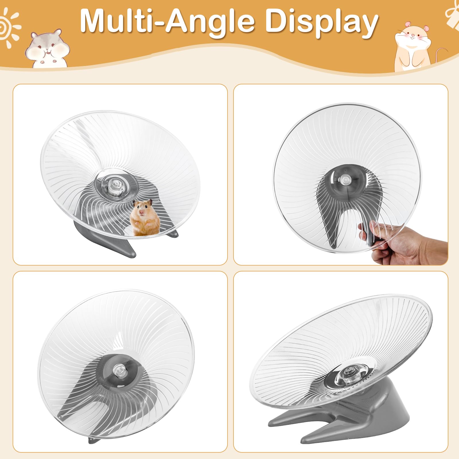 Nedenyou Silent Hamster Exercise Wheels - Quiet Spinner Hamster Running Wheels With Adjustable Stand For Gerbils Mice Or Other S