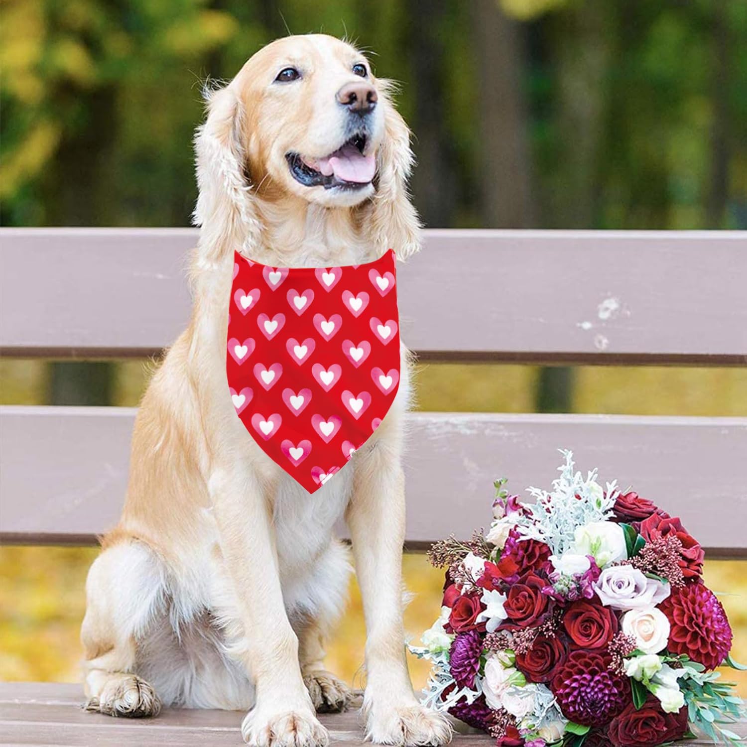 Valentines Day Dog Bandana, 2 Pack Dog Valentines Bandana Costumes Triangle Reversible Love Pet Scarf For Boy And Girl Pet For S