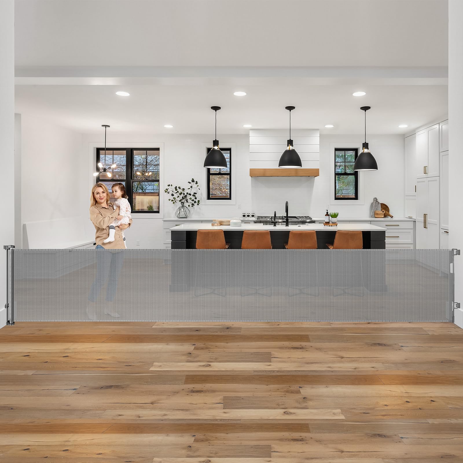 185 Inch Extra Wide Retractable Baby Gate Retractable Gate Outdoor Long Baby Gates Indoor Extra Long Dog Gate Extra Wide Baby Ga