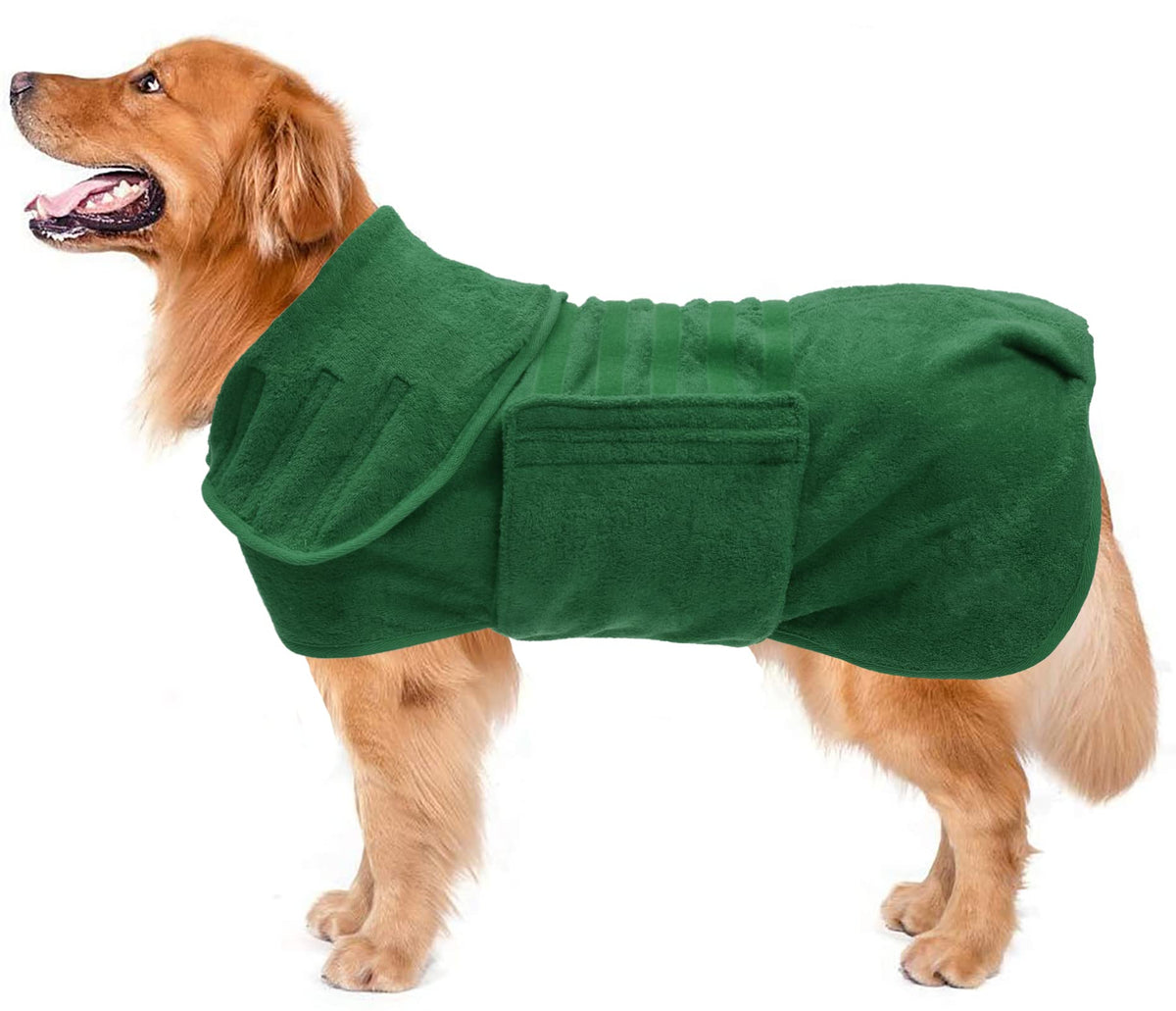 Dog Drying Coat Dressing Gown Towel Robe Pet Microfibre Super Absorbent Anxiety Relief Designed Puppy Fit For Xs Small Medium Large Dogs - Green - S