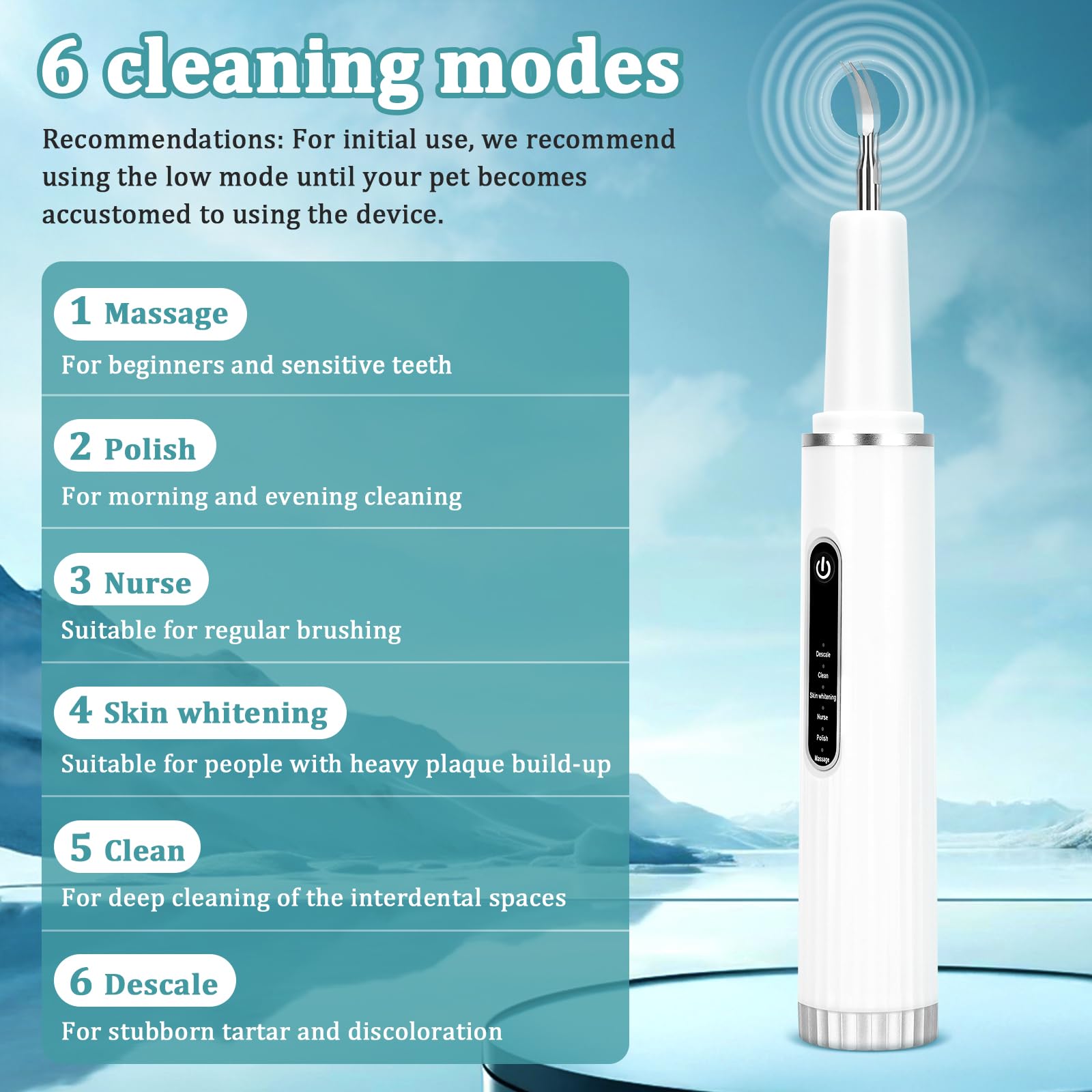 YINDUZ Plaque Remover for Teeth - Electric Toothbrush for Dogs Pet Brush Set, Dog Teeth Cleaning, Electric 6 Modes + 4 Cleaning