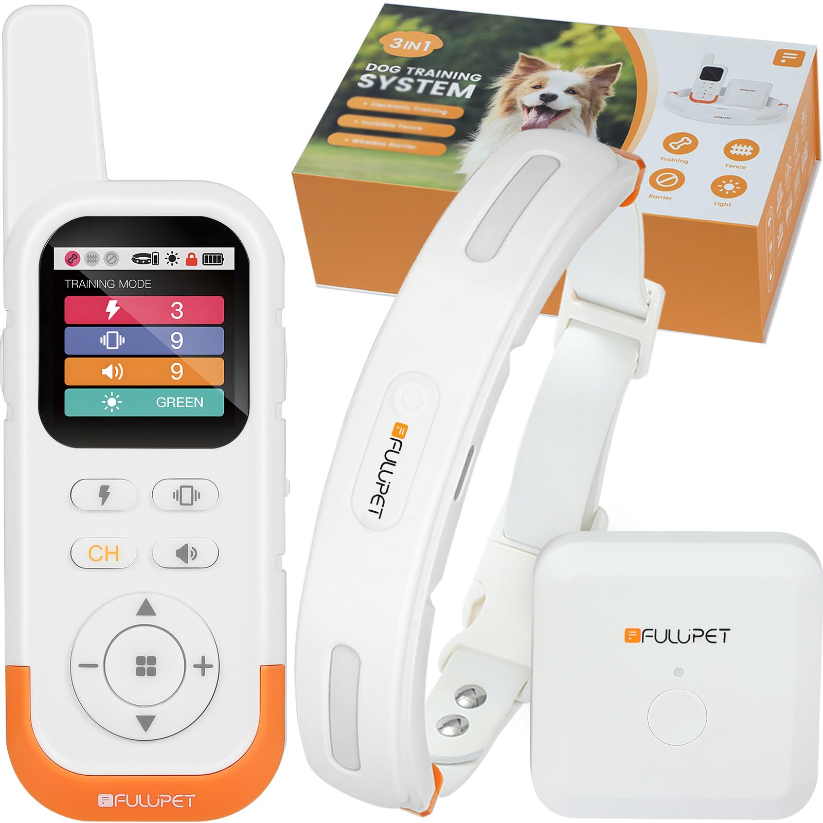 Fulupet Wireless Dog Fence System For 1 Dog,6 Acre High-Precision Radar Electric Fence,Real-Time Distance Monitoring,Waterproof 