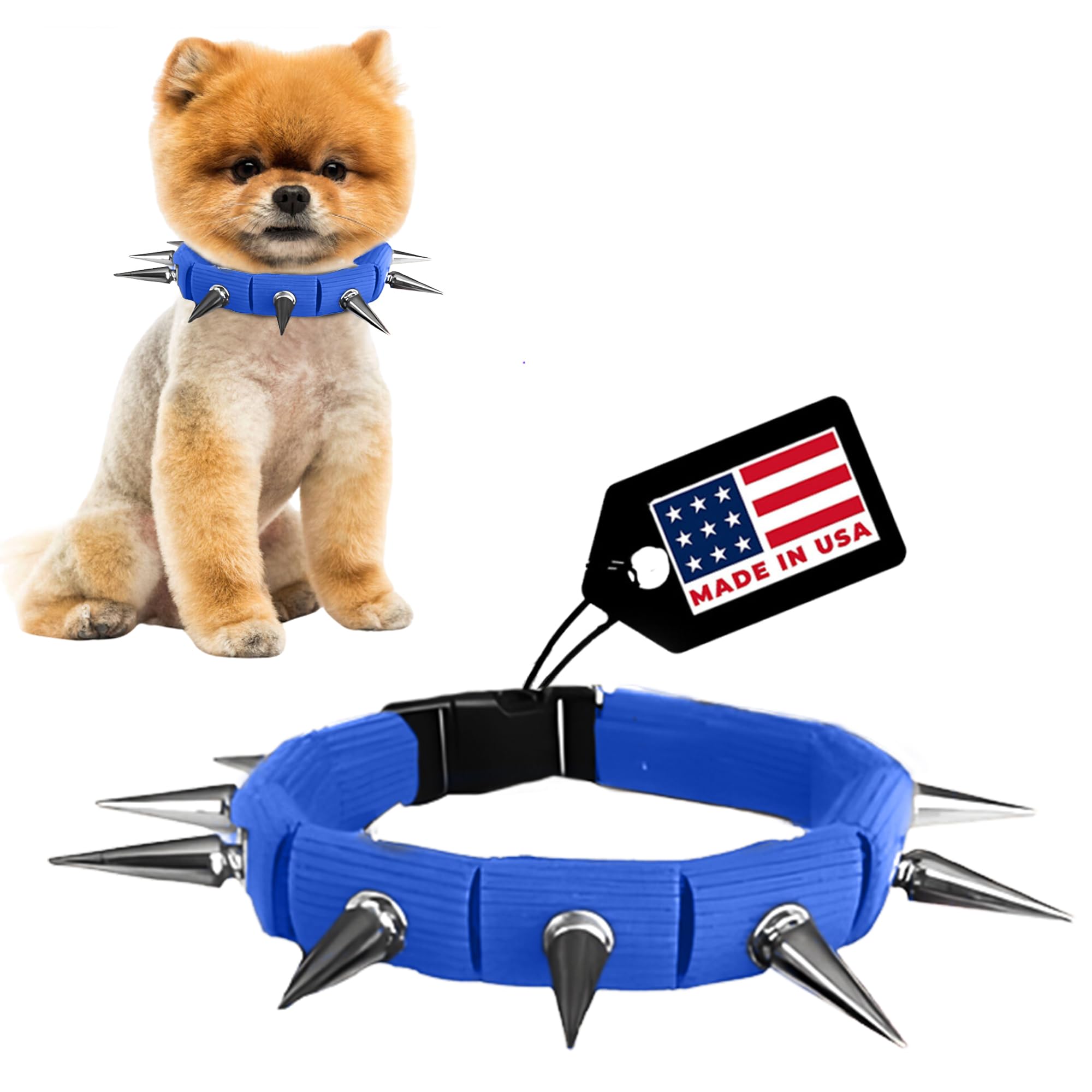 Coyotecollar Spiked Dog Collar - Blue Small Spike Collar For Dogs, Adjustable Spiked Collar, Studded Dog Spike Collar, And Coyot