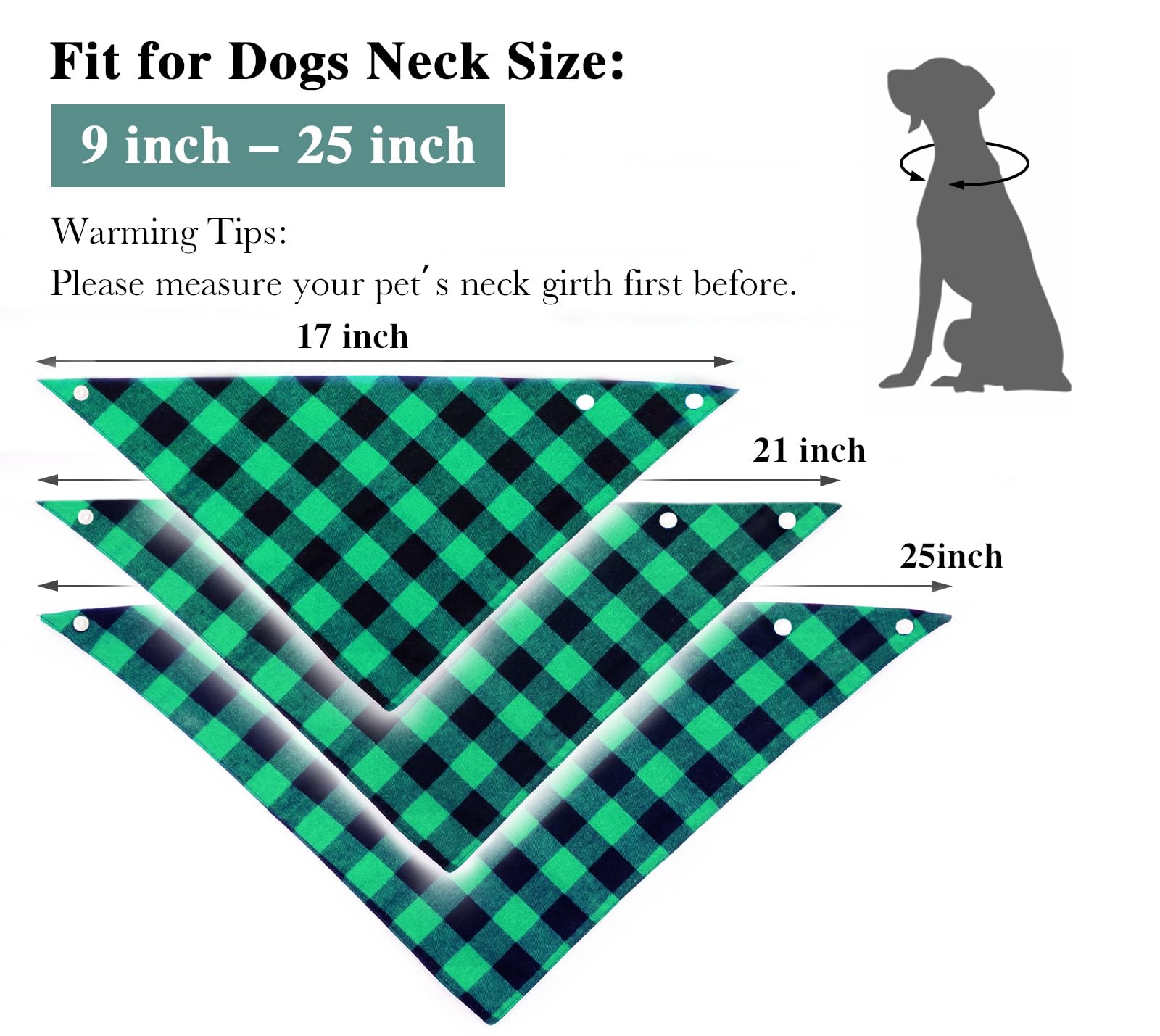 2Pcs Chirstmas Green And Red Plaid Dog Bandanas With Button, Dual Layer Scarf Soft Cotton Triangle Bib Girls And Boys Kerchief A