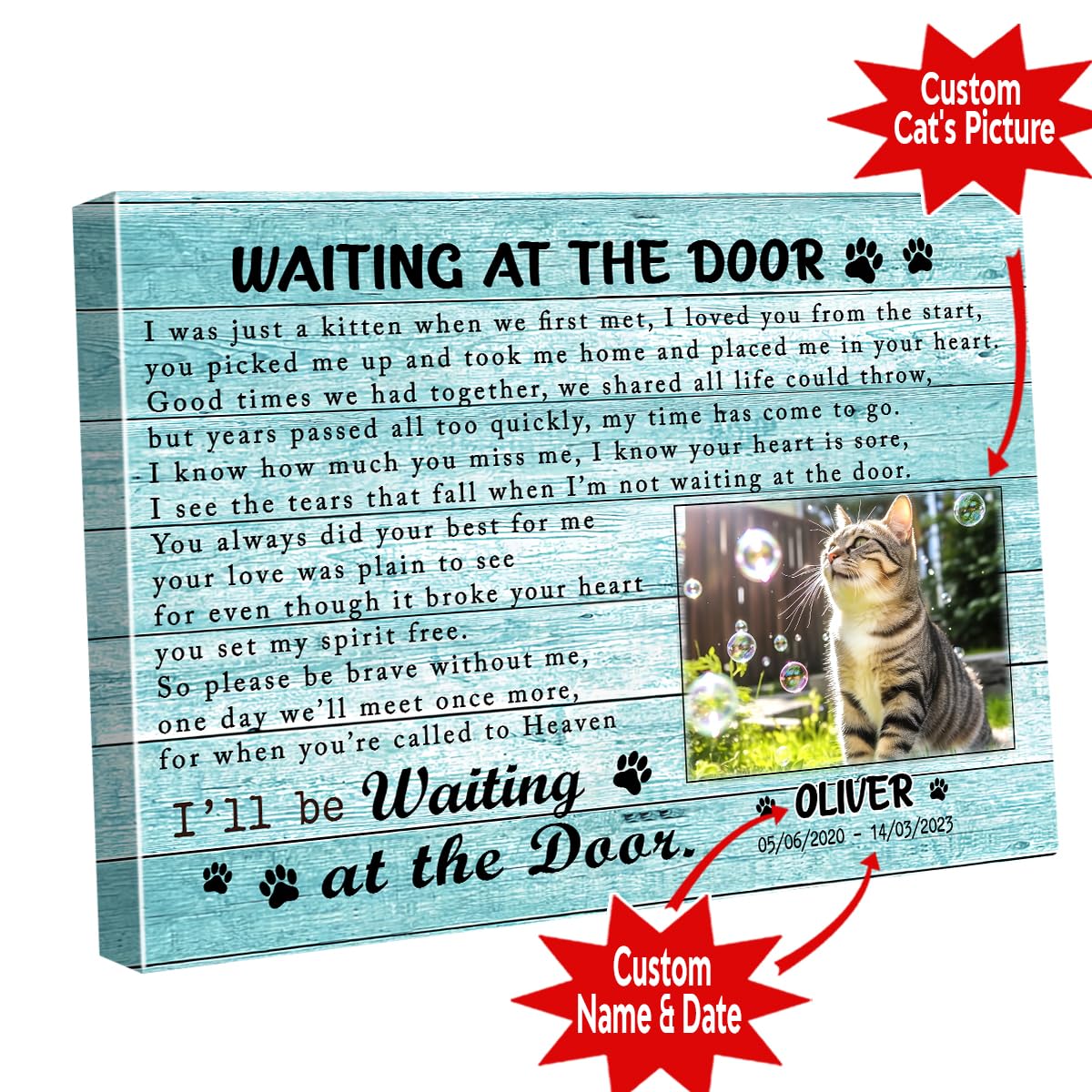 C80814 Funny Cat Memorial Canvas Gifts - Personalized Wall Art, Custom Landscapes