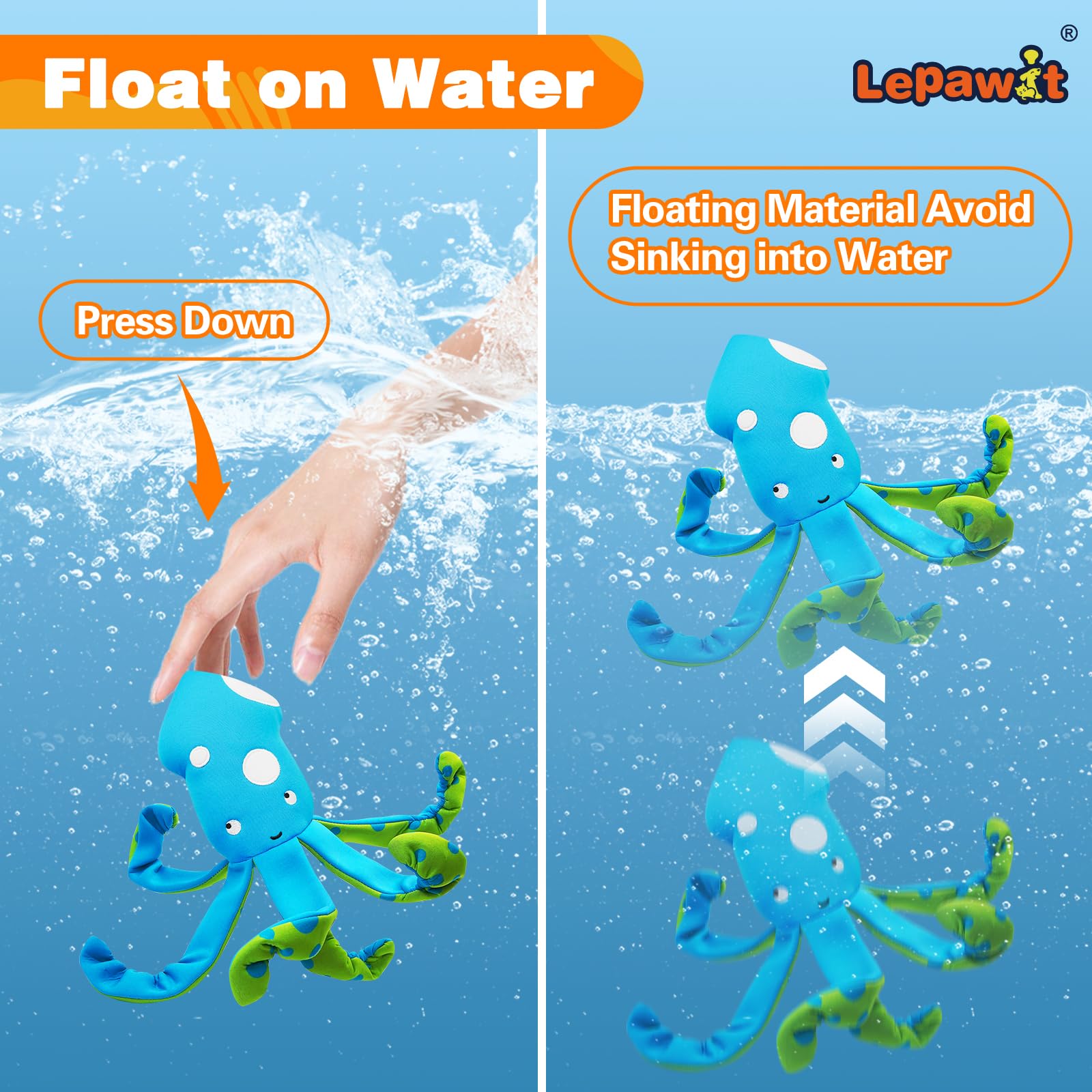 Lepawit Squeaky Dog Toys, Floating Dog Toys For Indoor Or Outward Play, Interactive Gifts For Small And Medium Dogs - Octopus