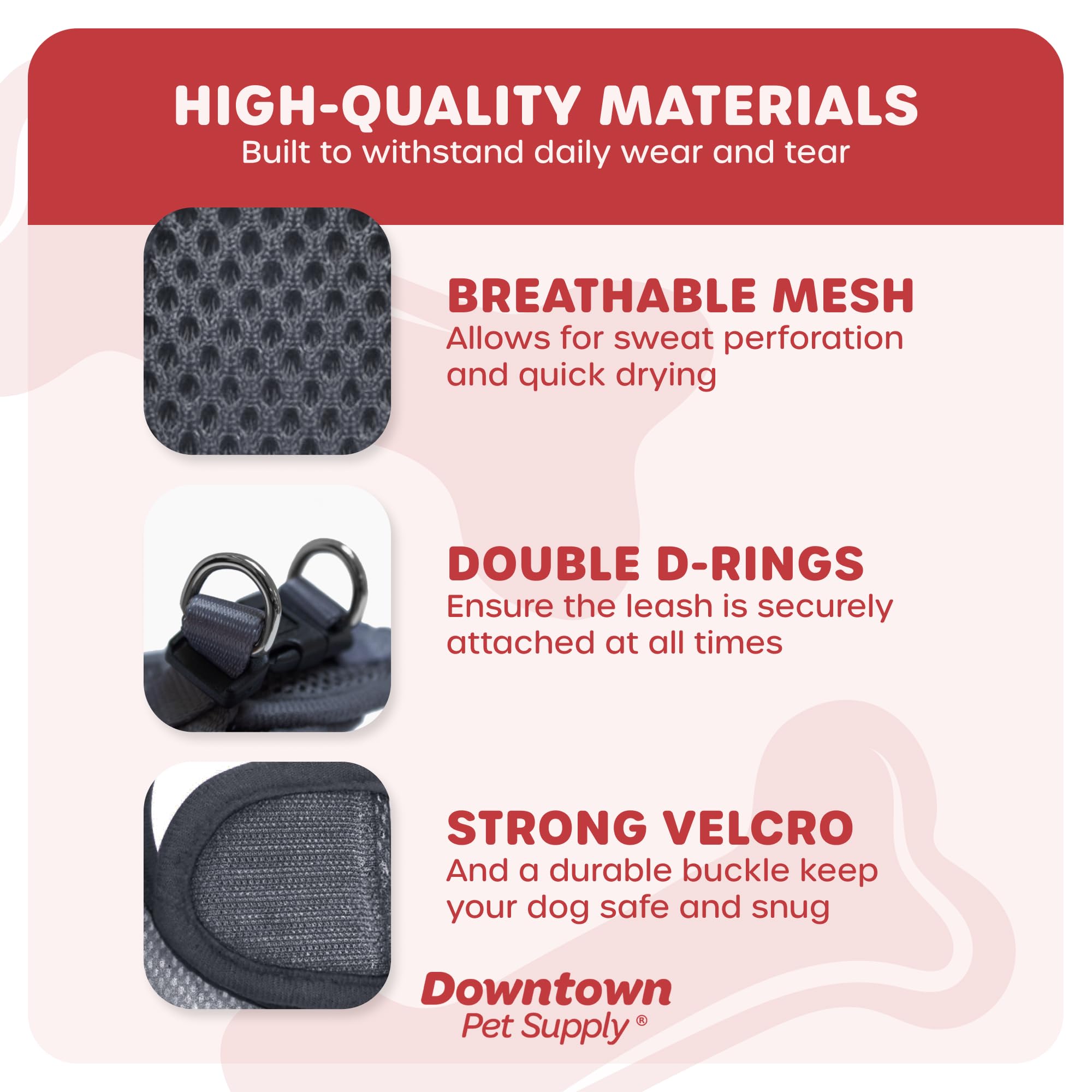 Downtown Pet Supply Step in Dog Harness for Small Dogs No Pull, X-Small, Charcoal - Adjustable Harness with Padded Mesh Fabric a