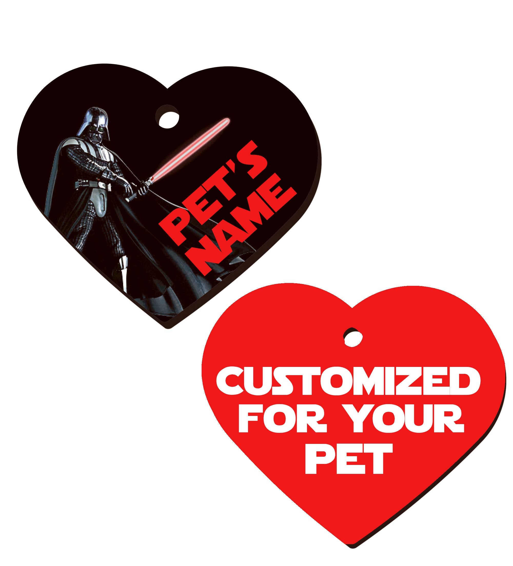 Double Sided Pet Id Tags For Dogs & Cats Personalized For Your Pet (Darth Vader, Heart Shaped)