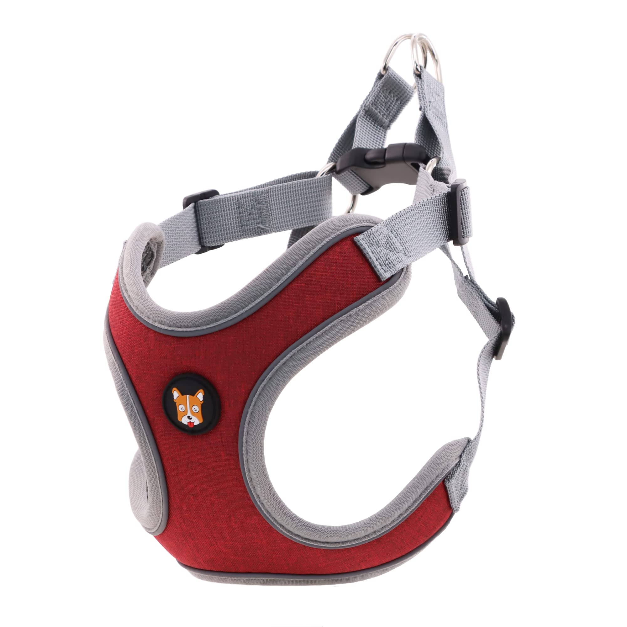 Huggiegems Adjustable Dog Harness Vest And Leash Set For Small, Medium Dogs No Pull, Step In Escape Proof Reflective Easy Walk Puppy Harness, Red, Xs (Comes With A Measuring Tape)
