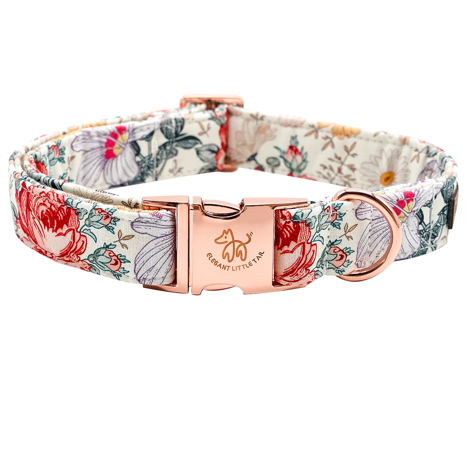 Elegant Little Tail Dog Collar, Vintage Floral Print Pet Collar Summer Dog Collar Pet Collar Dog Cotton Durable Dog Collar Metal