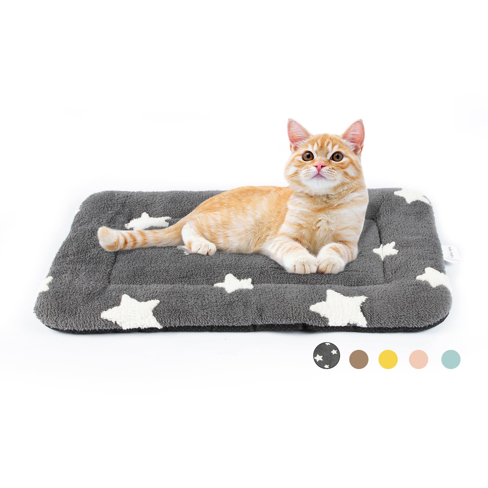 Mora Pets Cat Bed For Indoor Cats Washable Dog Crate Pad Cute Star Dog Bed Mat For Small Dogs Pet Kennel Pad For Cage Soft Flat 